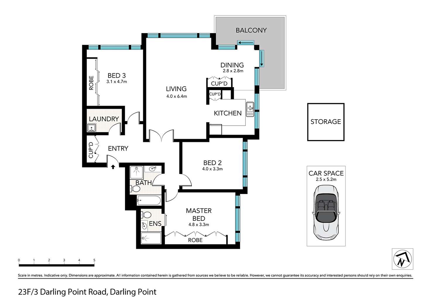 Floorplan of Homely apartment listing, 23F/3 Darling Point Road, Darling Point NSW 2027