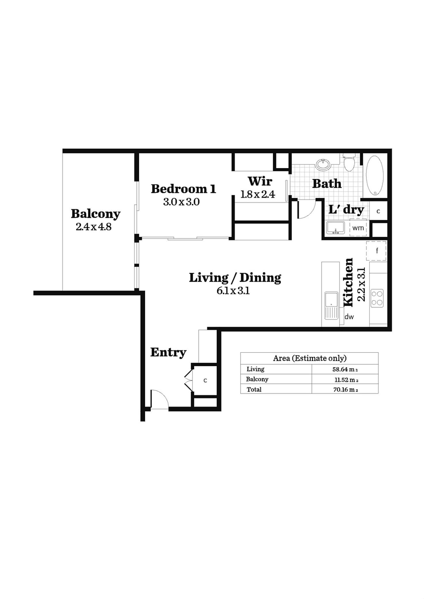 Floorplan of Homely apartment listing, 217/52 Sturt Street, Adelaide SA 5000