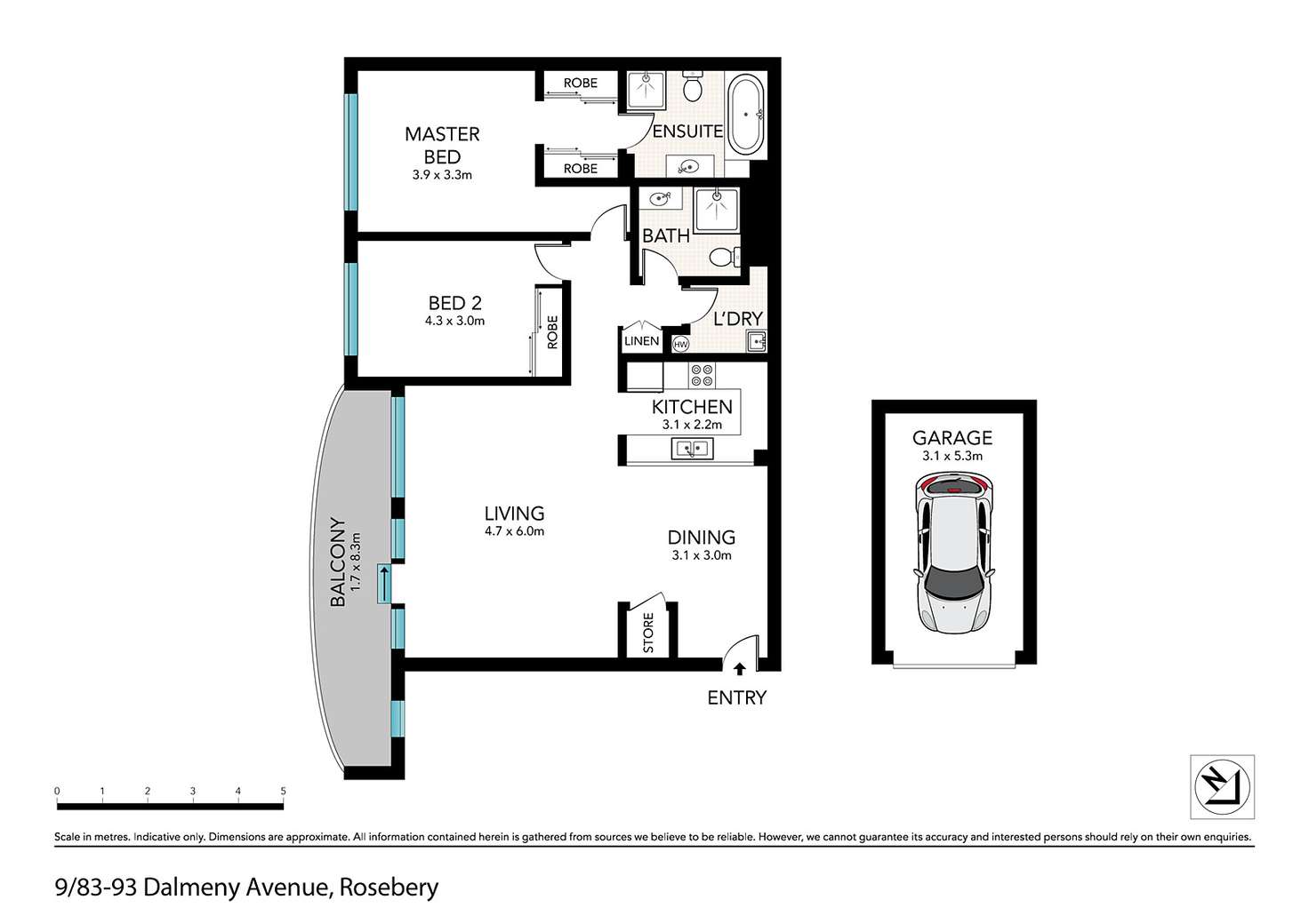 Floorplan of Homely apartment listing, 9/83-93 Dalmeny Avenue, Rosebery NSW 2018