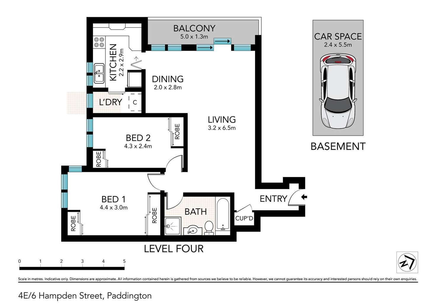 Floorplan of Homely apartment listing, 4E/6 Hampden Street, Paddington NSW 2021