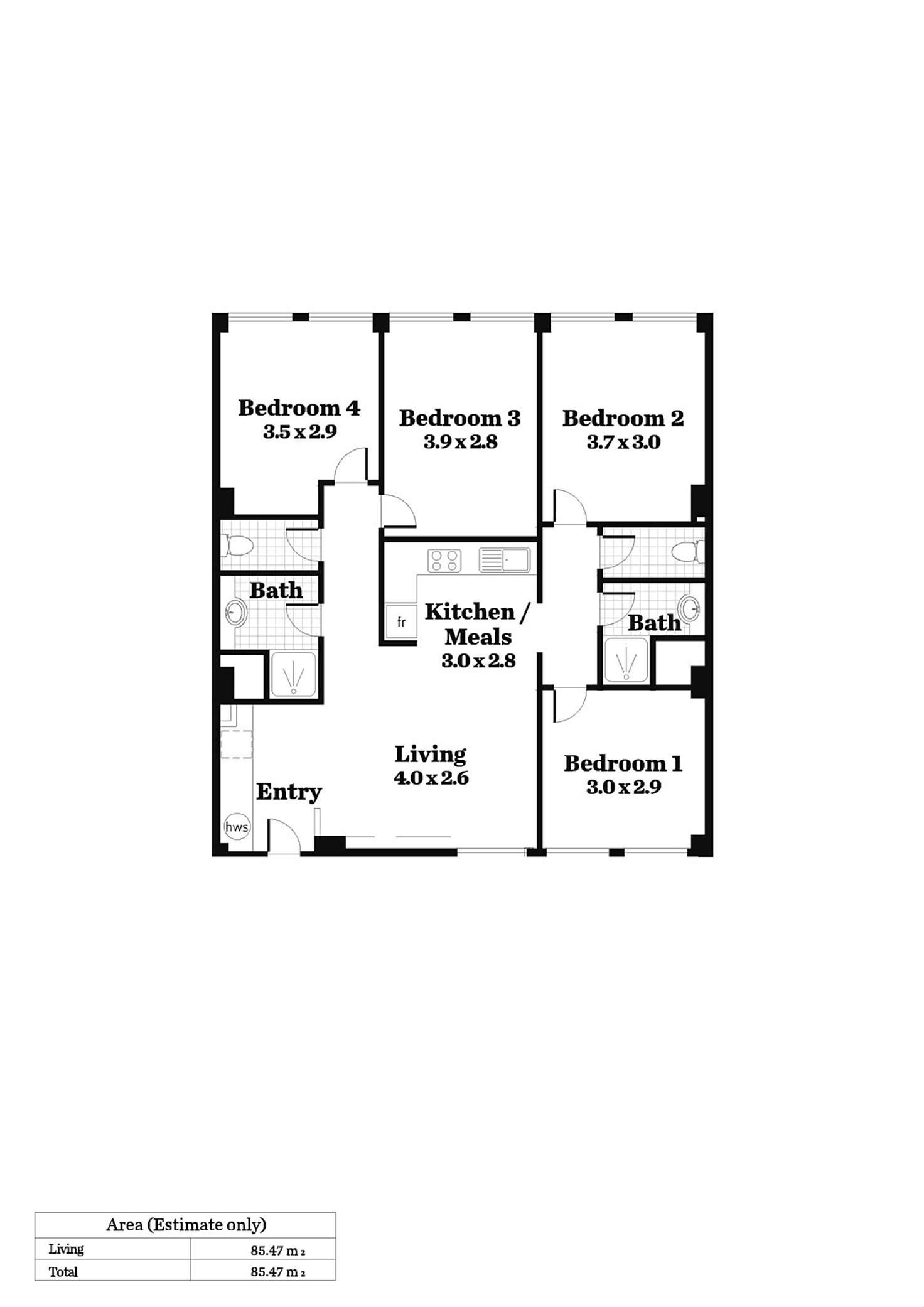 Floorplan of Homely unit listing, 196 North Terrace, Adelaide SA 5000
