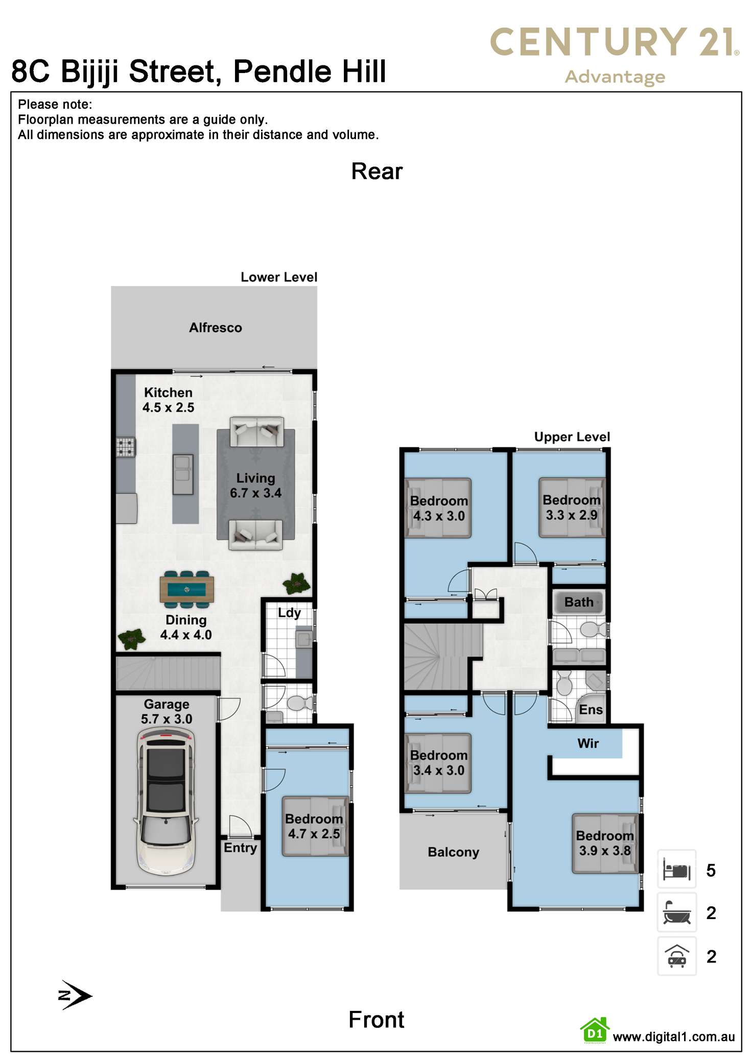 Floorplan of Homely semiDetached listing, 8C Bijiji Street, Pendle Hill NSW 2145