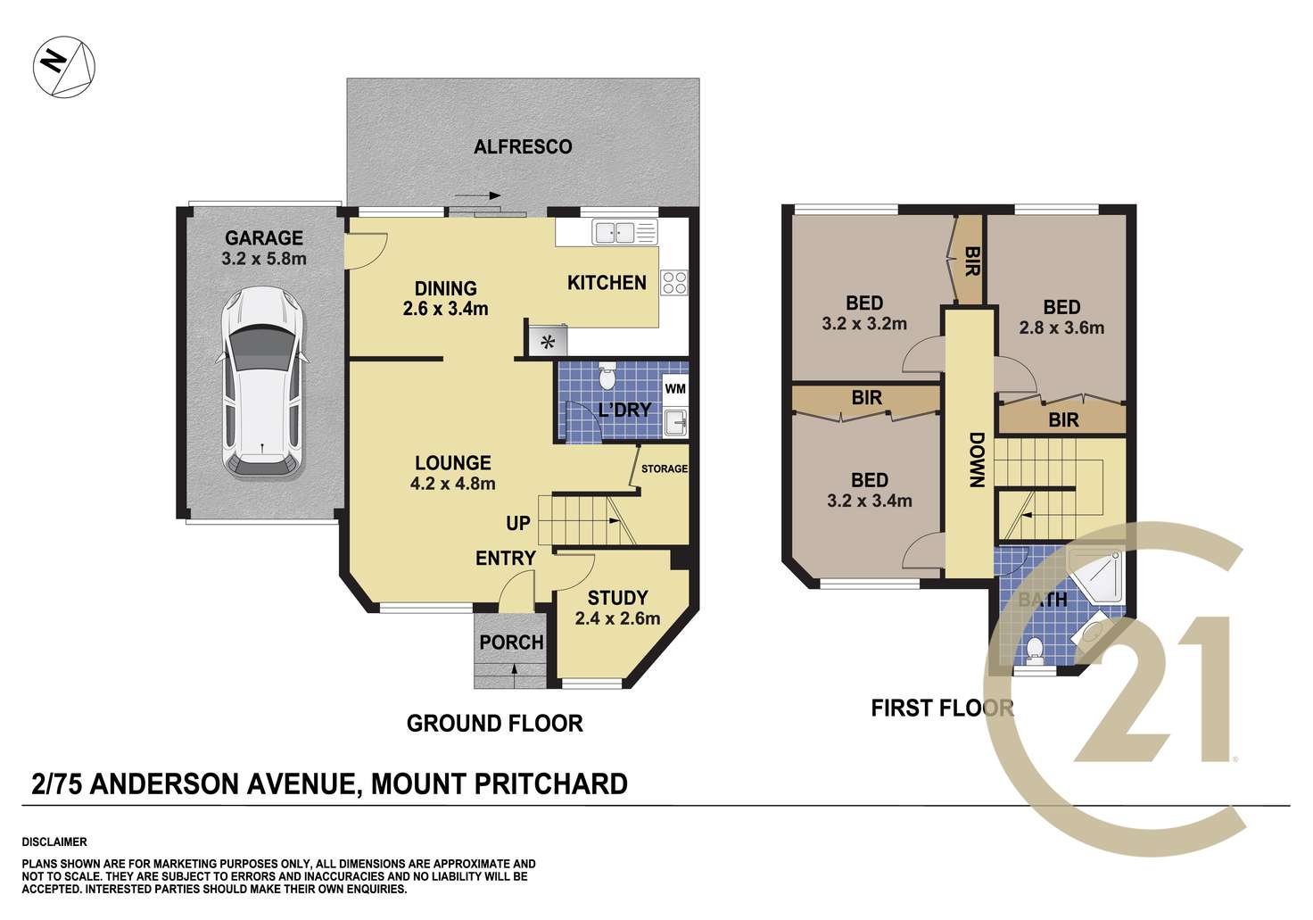 Floorplan of Homely townhouse listing, 2/75 Anderson Avenue, Mount Pritchard NSW 2170