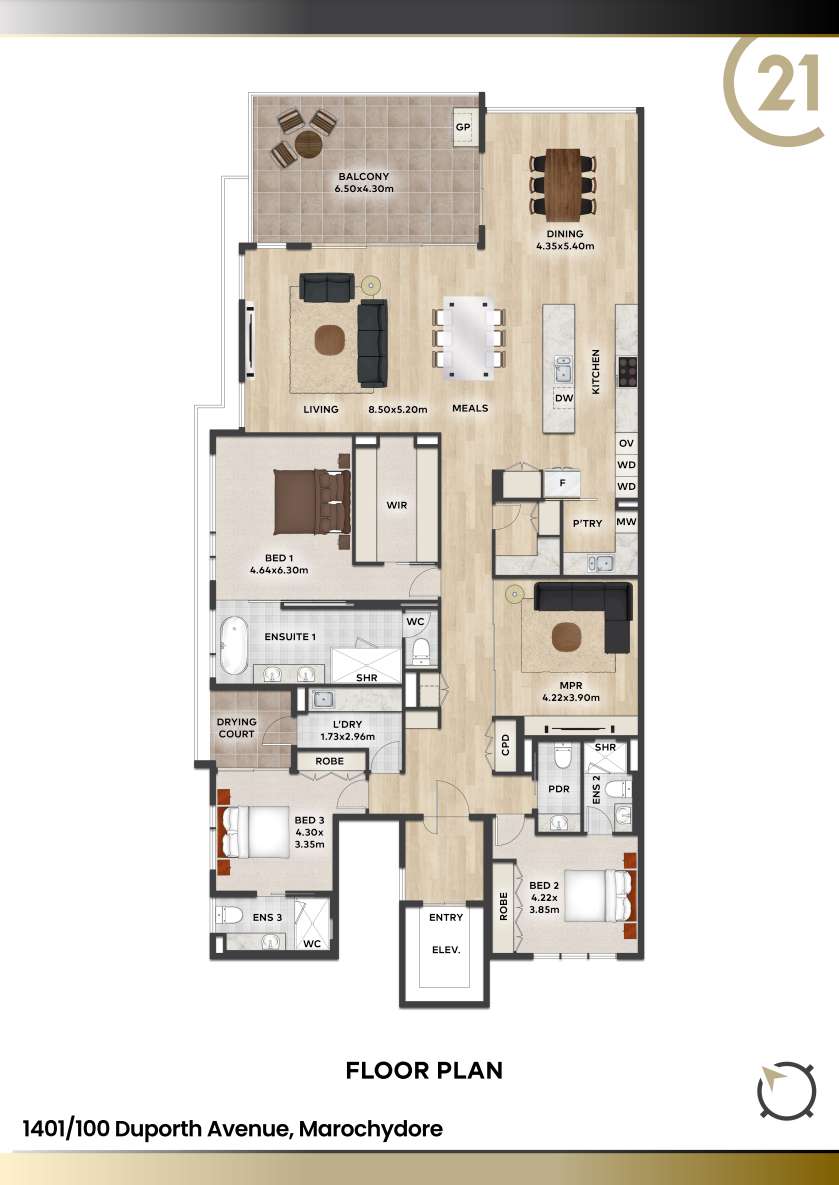 Floorplan of Homely unit listing, 1401/100 Duporth Avenue, Maroochydore QLD 4558