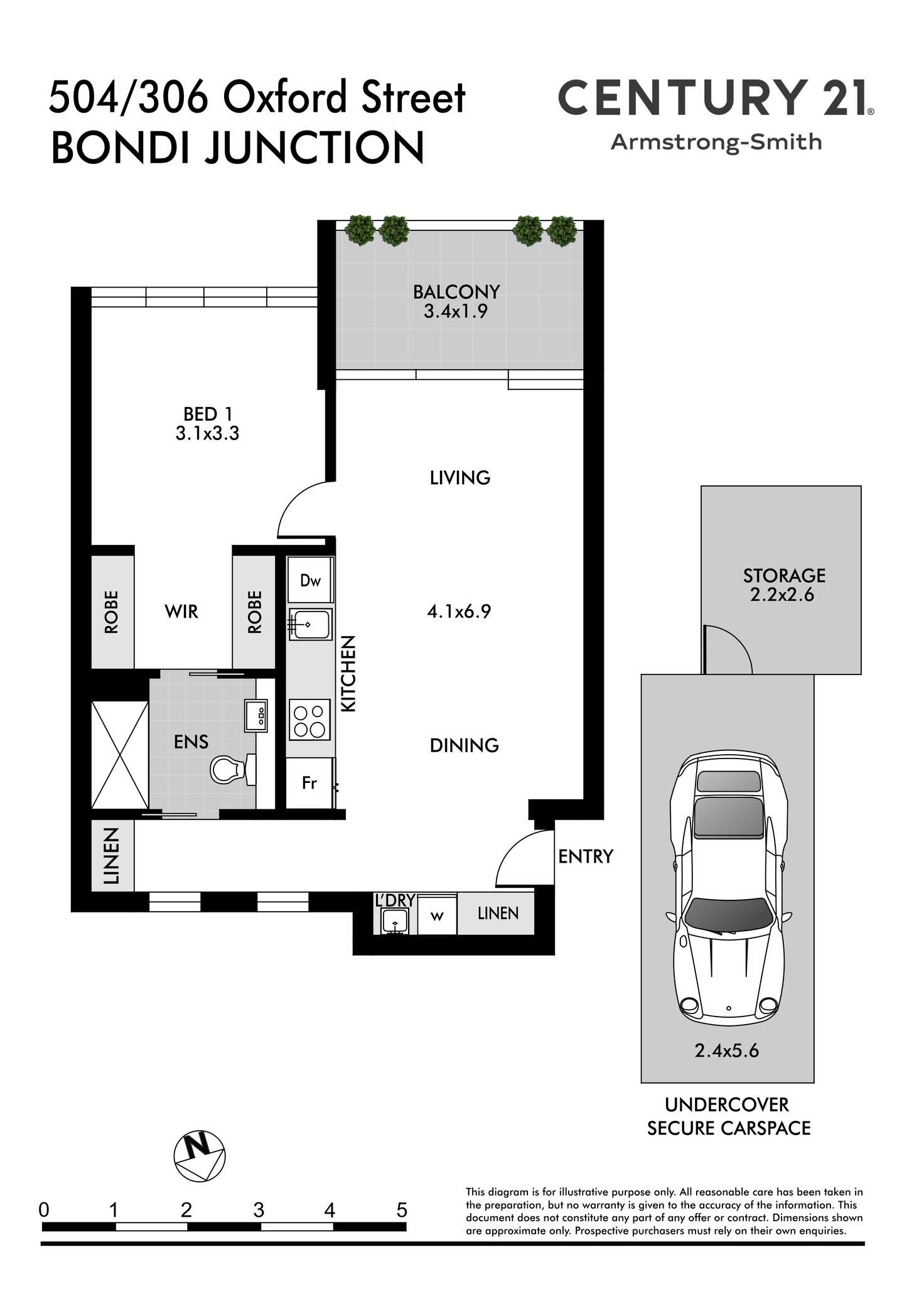 Floorplan of Homely apartment listing, 504/306 Oxford Street, Bondi Junction NSW 2022
