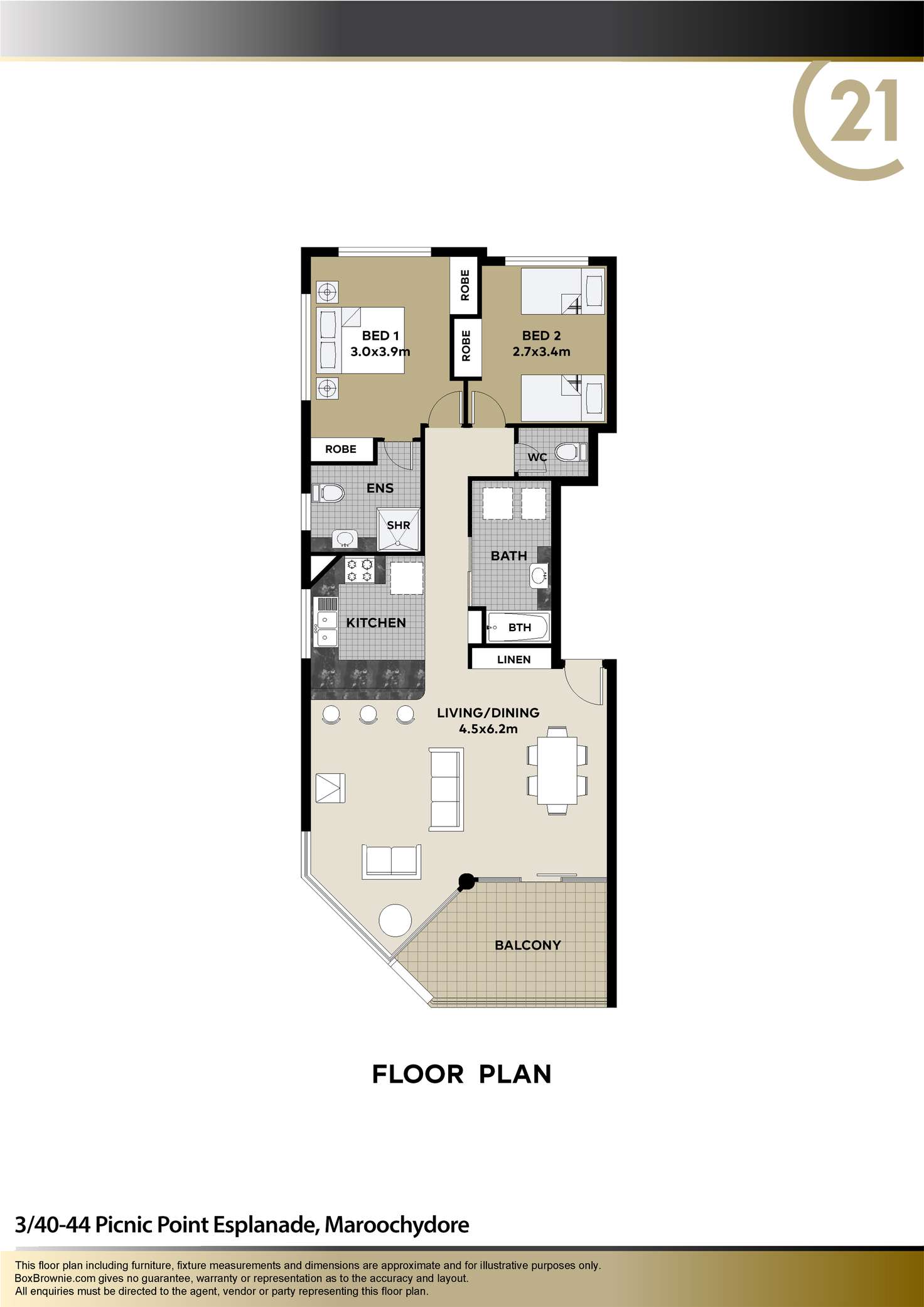 Floorplan of Homely unit listing, 3/40-44 Picnic Point Esplanade, Maroochydore QLD 4558