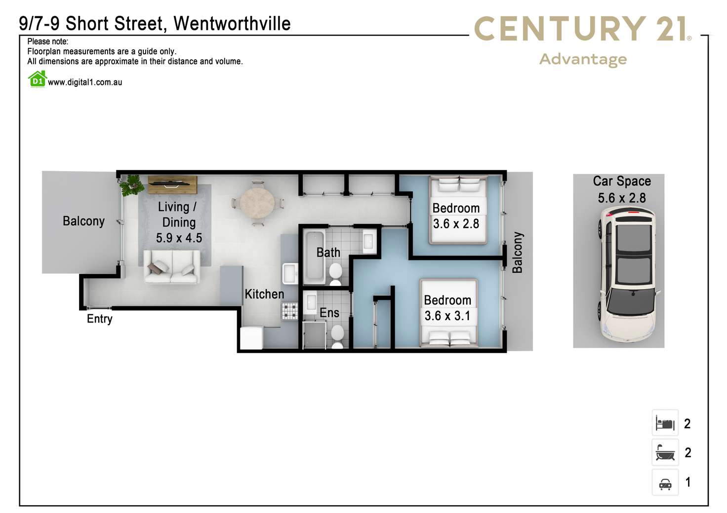 Floorplan of Homely unit listing, 9/7-9 Short Street, Wentworthville NSW 2145