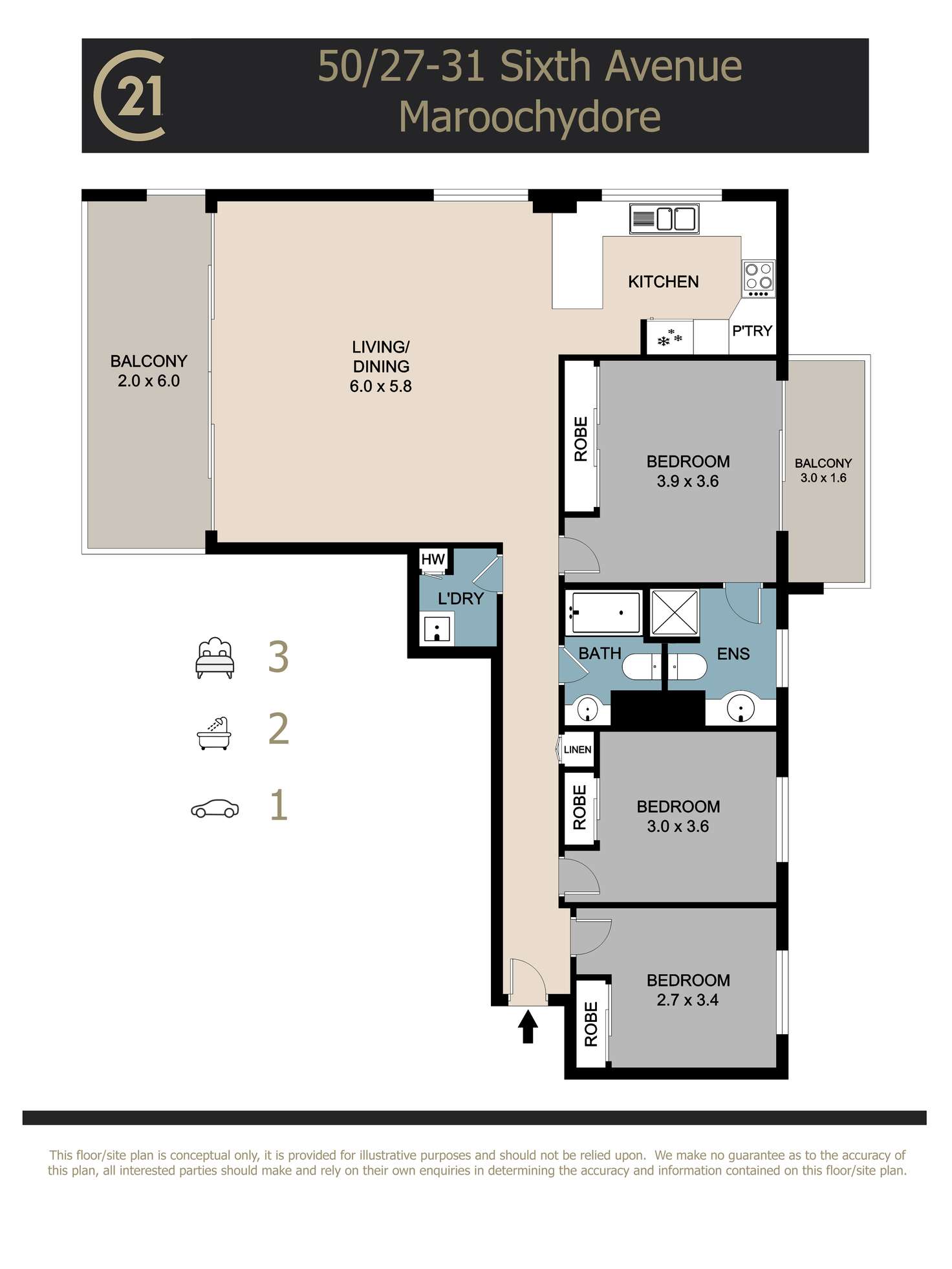 Floorplan of Homely unit listing, 50/27 Sixth Avenue, Maroochydore QLD 4558