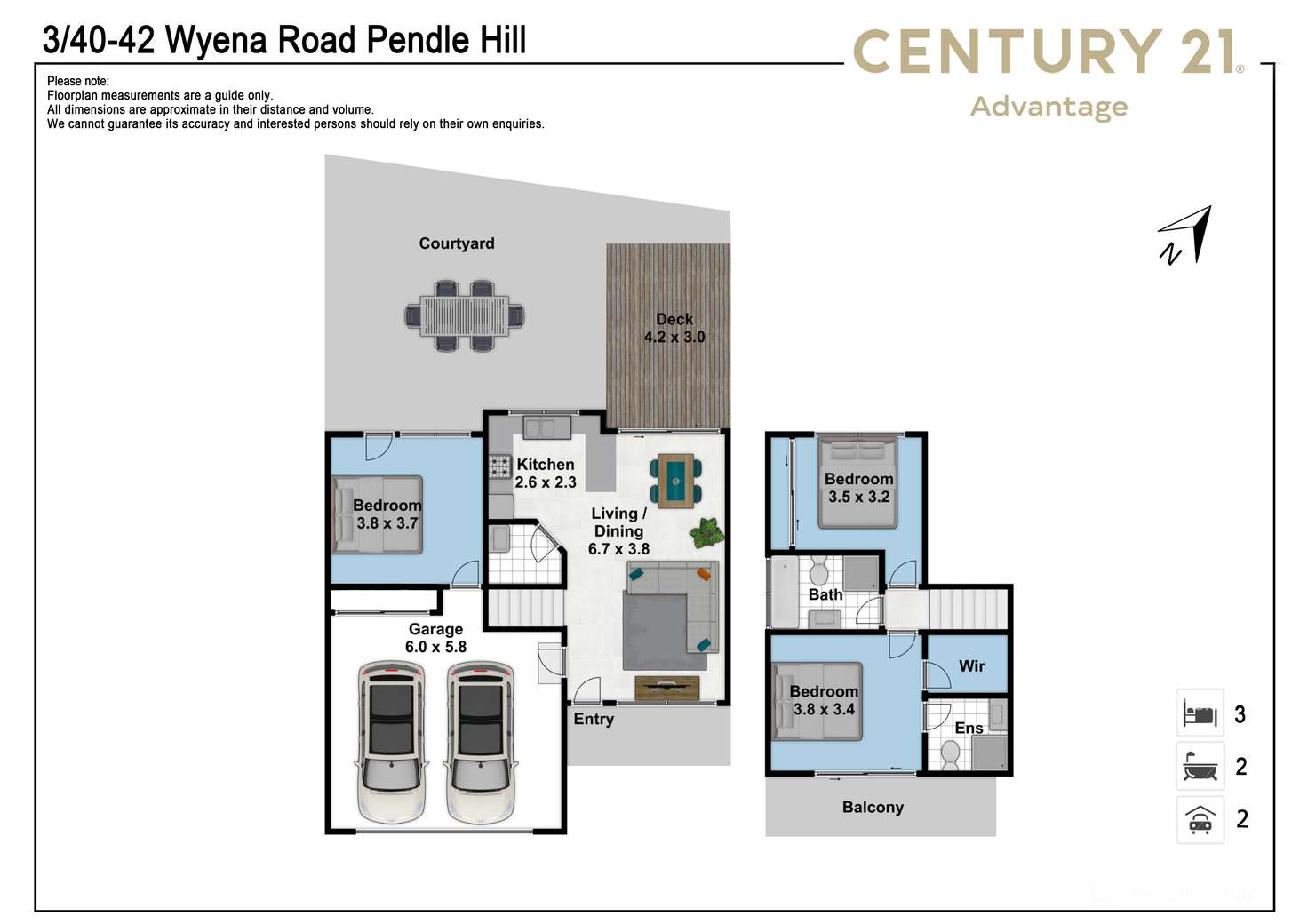Floorplan of Homely townhouse listing, 3/40-42 Wyena Road, Pendle Hill NSW 2145