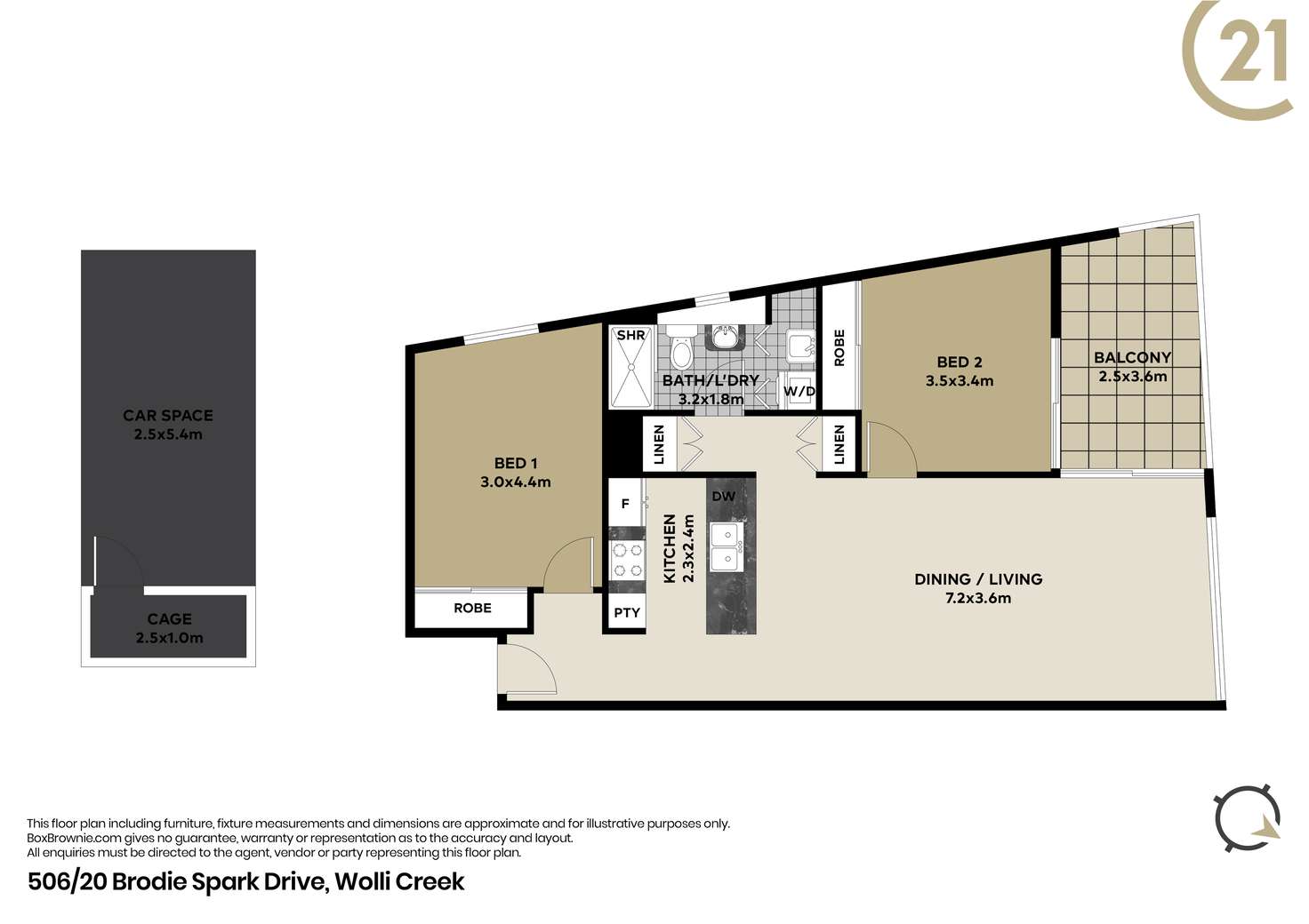 Floorplan of Homely apartment listing, 506/20 Brodie Spark Drive, Wolli Creek NSW 2205