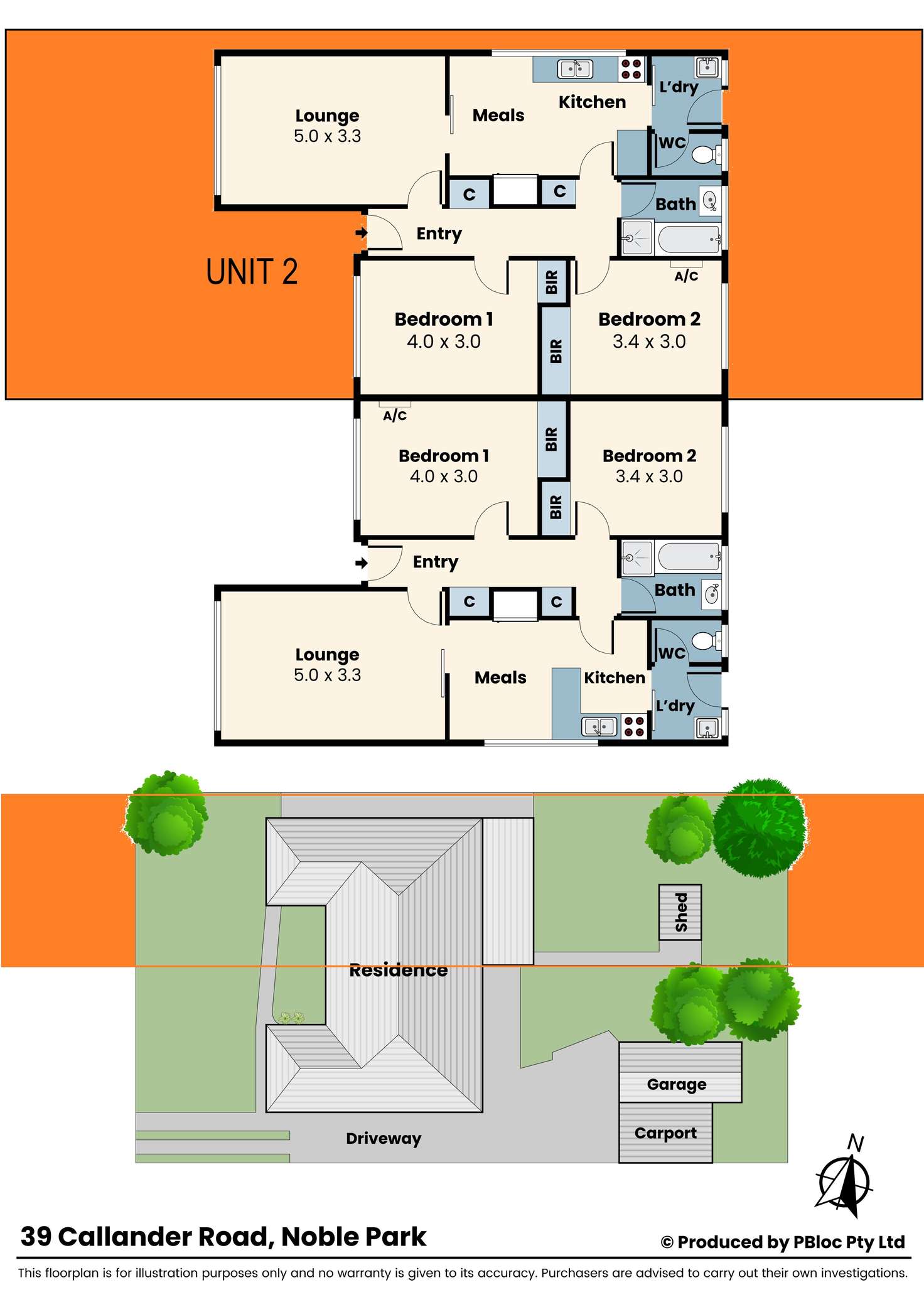 Floorplan of Homely unit listing, 2/39A Callander Road, Noble Park VIC 3174