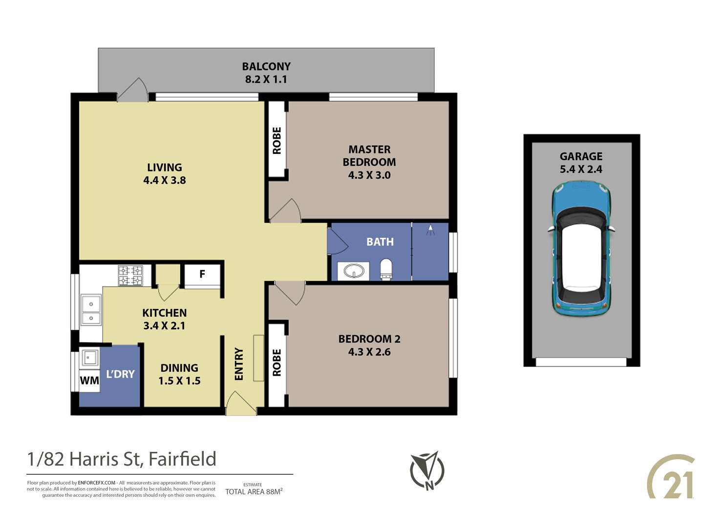 Floorplan of Homely unit listing, 1/82 Harris Street, Fairfield NSW 2165