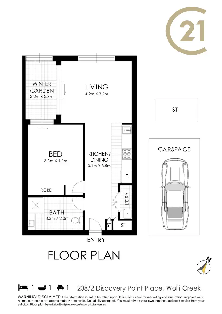 Floorplan of Homely apartment listing, 208/2 Discovery Point Place, Wolli Creek NSW 2205