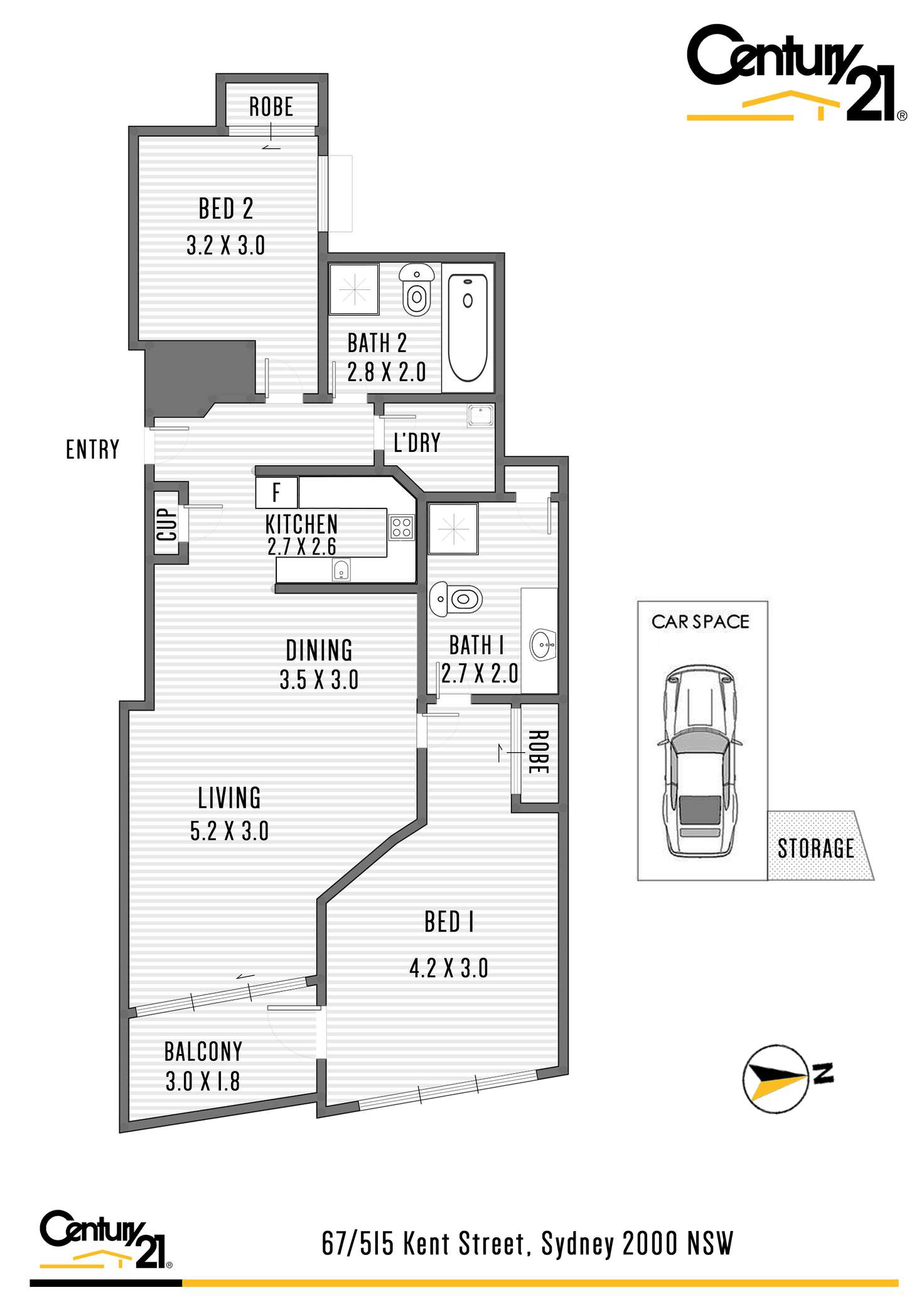Floorplan of Homely apartment listing, 67/515 Kent Street, Sydney NSW 2000