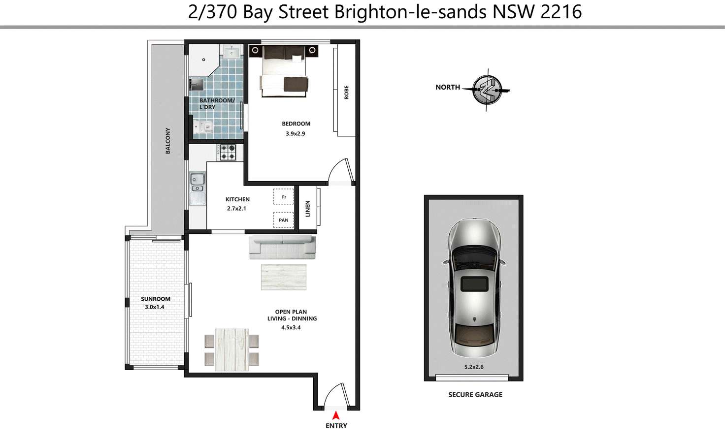 Floorplan of Homely apartment listing, 2/370 Bay Street, Brighton-Le-Sands NSW 2216