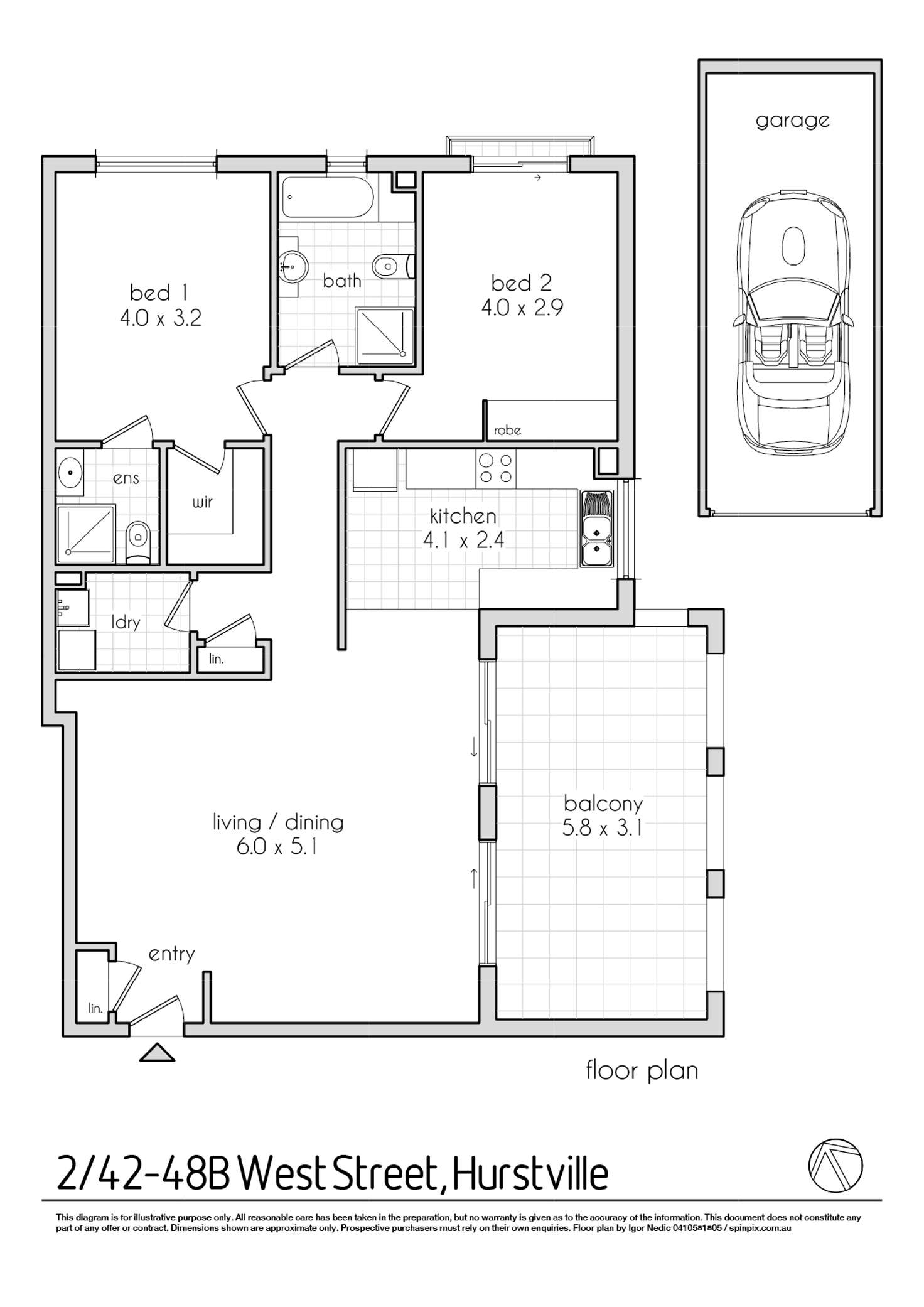 Floorplan of Homely apartment listing, 2/42 West Street, Hurstville NSW 2220