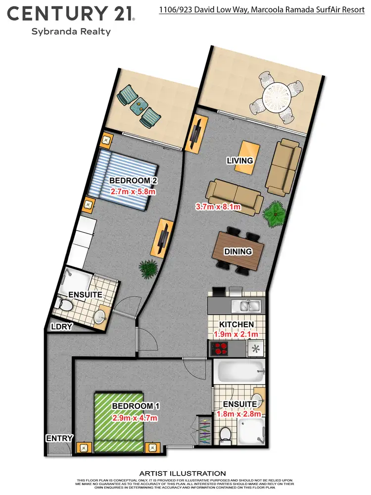Floorplan of Homely apartment listing, 1106/923 David Low Way, Marcoola QLD 4564