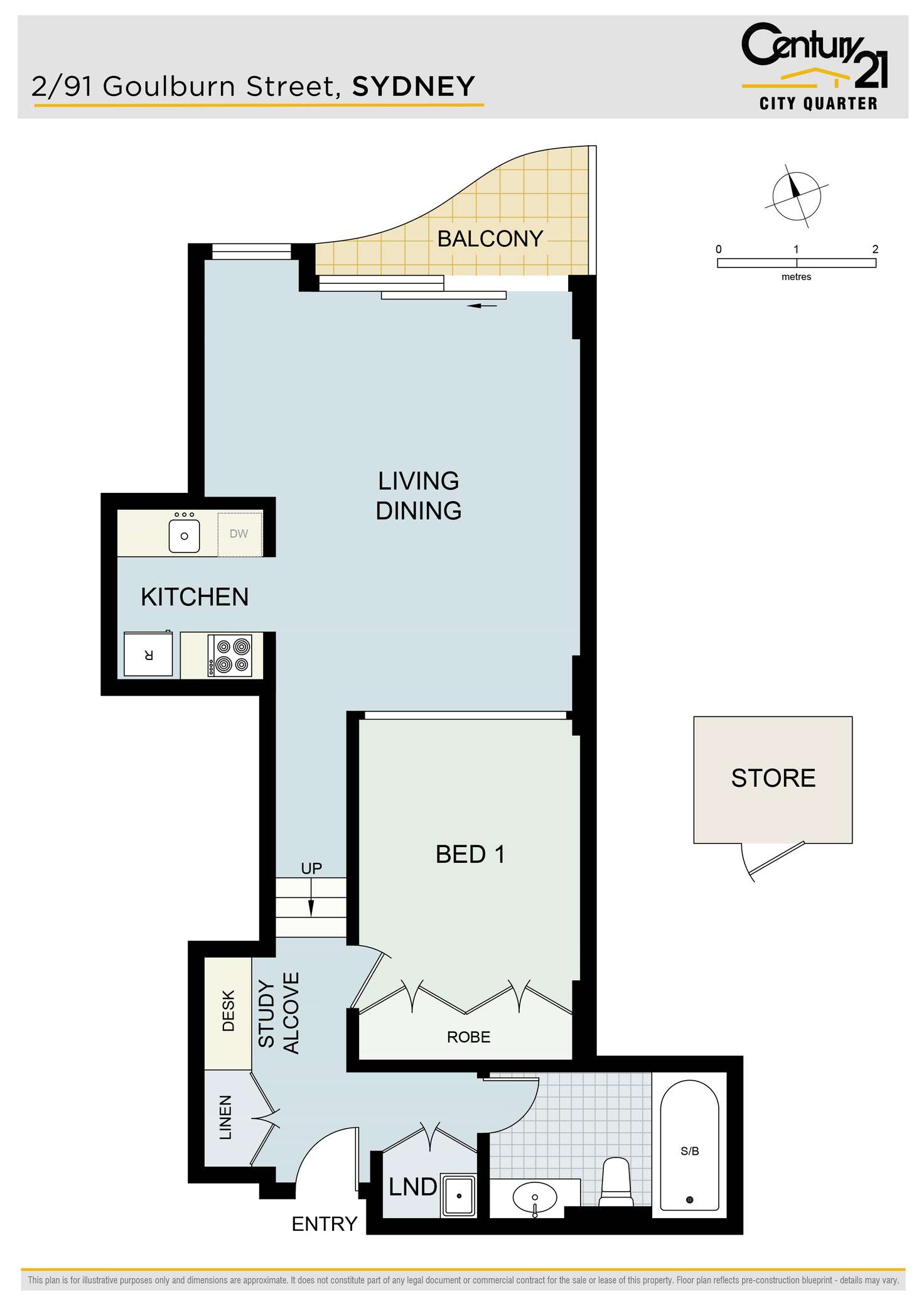Floorplan of Homely apartment listing, 2/91 Goulburn Street, Sydney NSW 2000