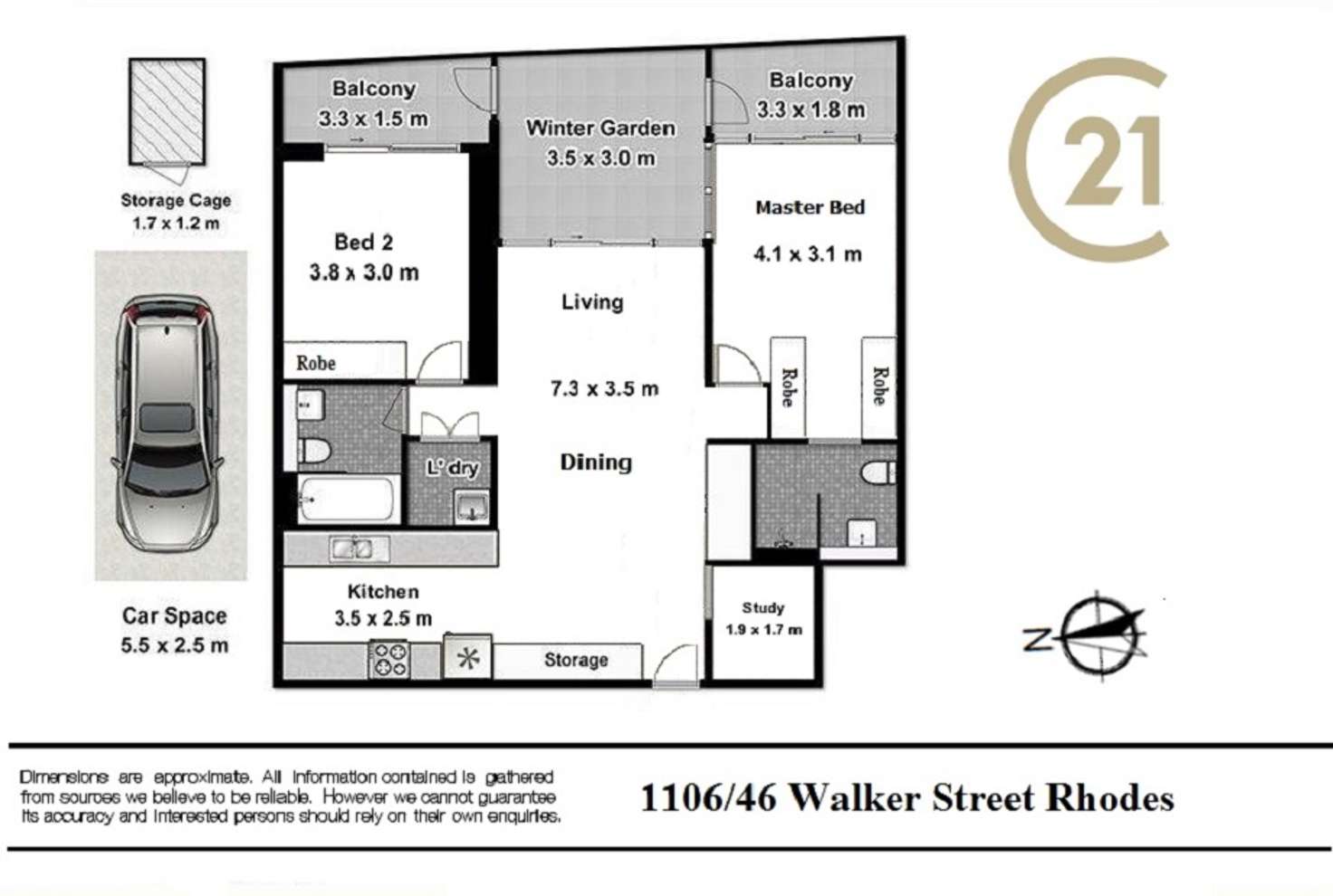 Floorplan of Homely apartment listing, 1106/46 Walker Street, Rhodes NSW 2138