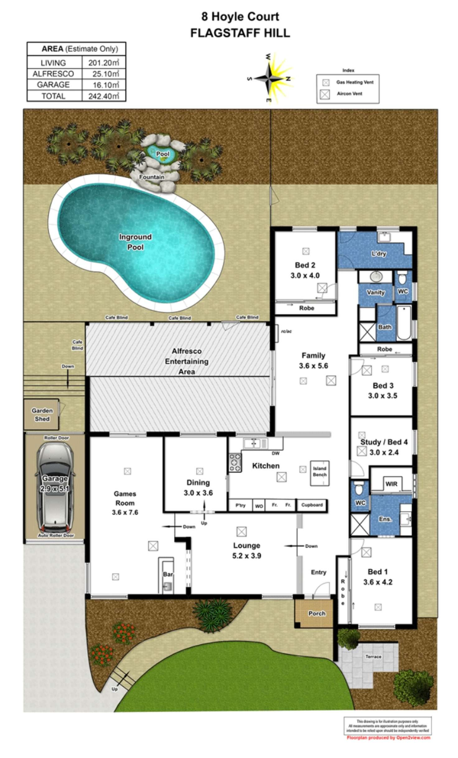 Floorplan of Homely house listing, 8 Hoyle Court, Flagstaff Hill SA 5159