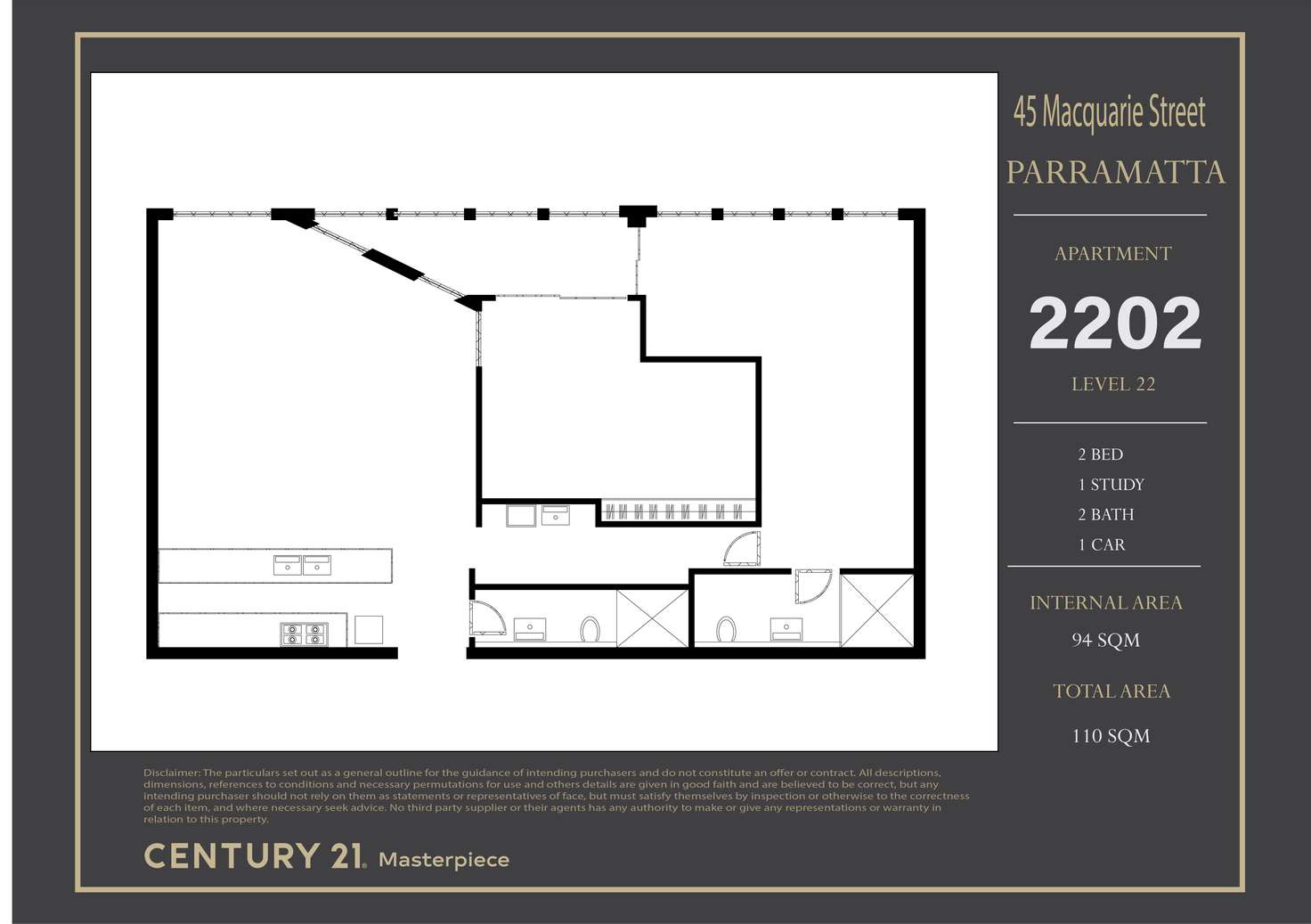 Floorplan of Homely apartment listing, 2202/45 Macquarie Street, Parramatta NSW 2150