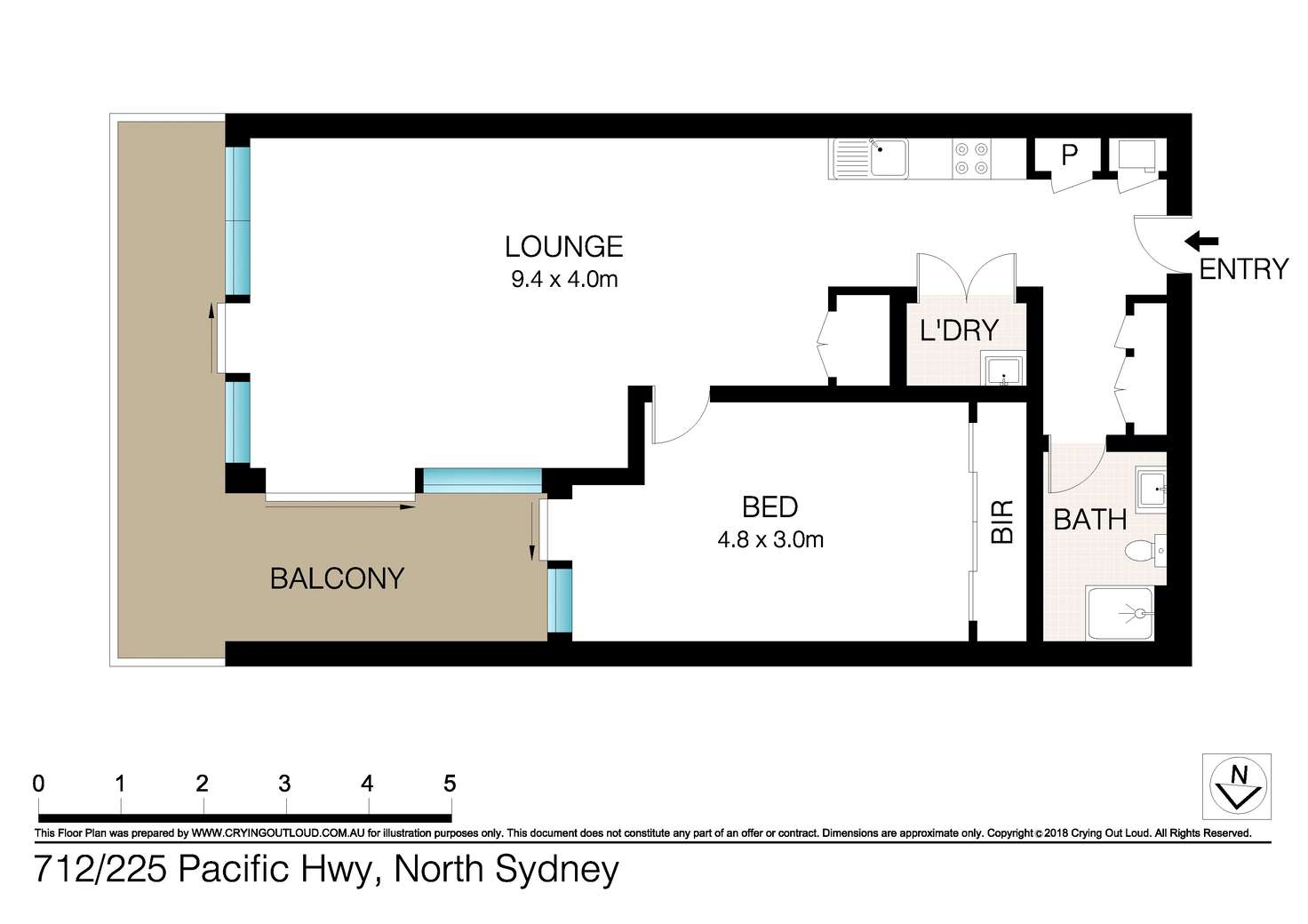 Floorplan of Homely apartment listing, 712/225 Pacific Highway, North Sydney NSW 2060