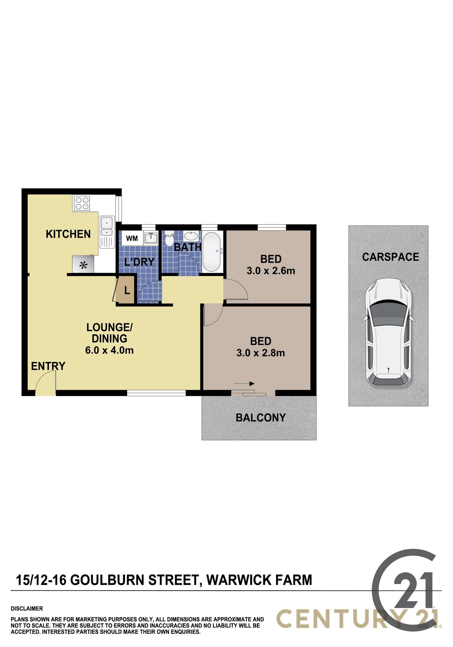 Floorplan of Homely unit listing, 15/12-16 Goulburn Street, Warwick Farm NSW 2170