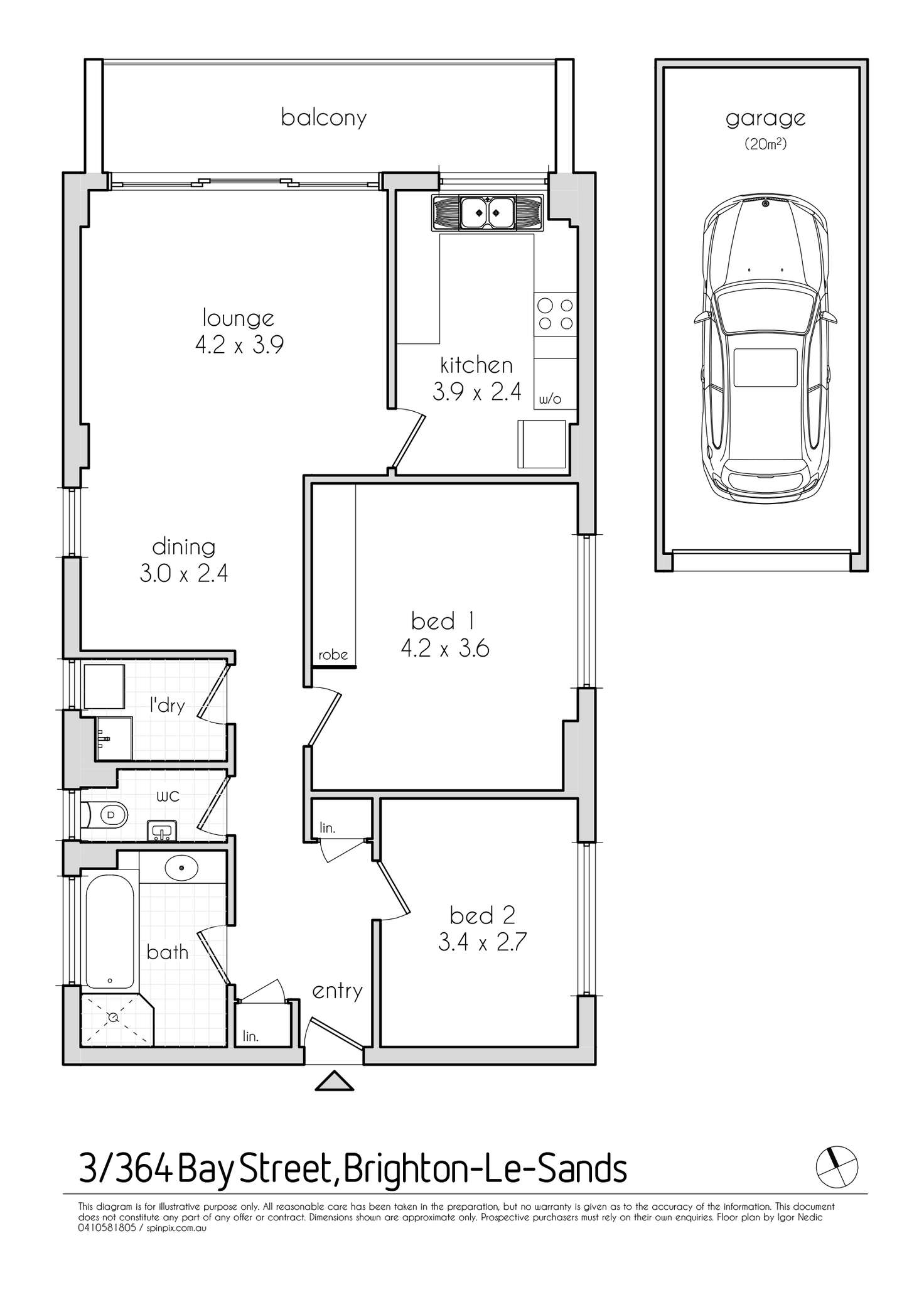 Floorplan of Homely apartment listing, 3/364 Bay Street, Brighton-Le-Sands NSW 2216