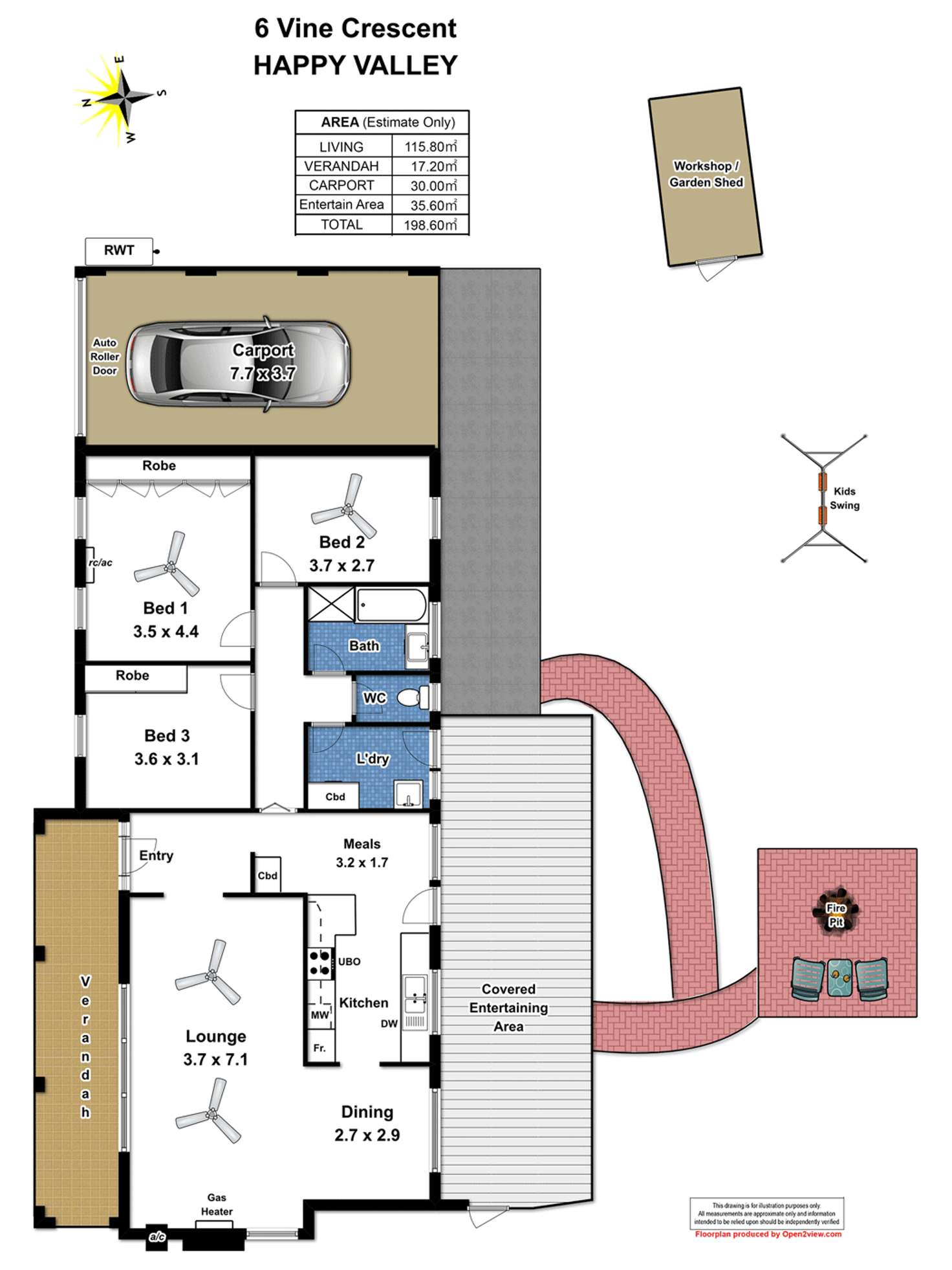 Floorplan of Homely house listing, 6 Vine Crescent, Happy Valley SA 5159