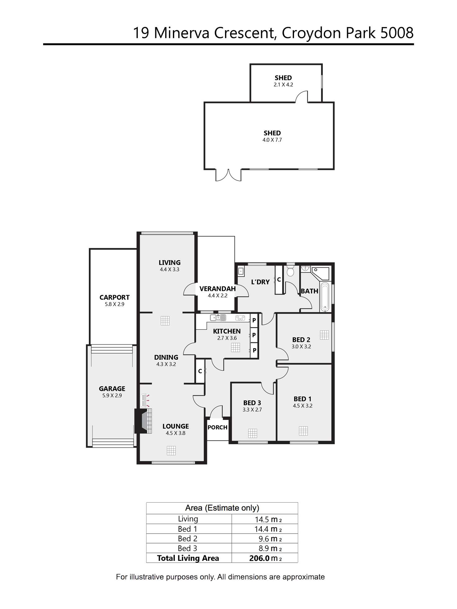 Floorplan of Homely house listing, 19 Minerva Crescent, Croydon Park SA 5008