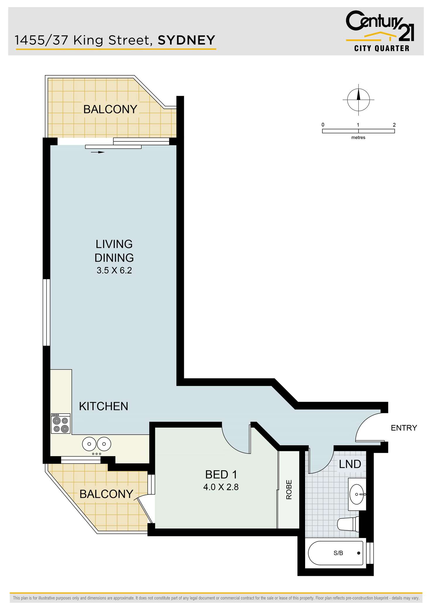 Floorplan of Homely apartment listing, 1455/37 King Street, Sydney NSW 2000