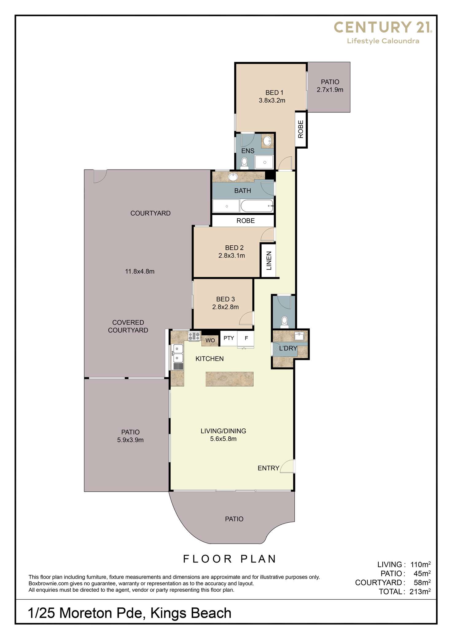 Floorplan of Homely unit listing, 1/25 Moreton Parade, Kings Beach QLD 4551