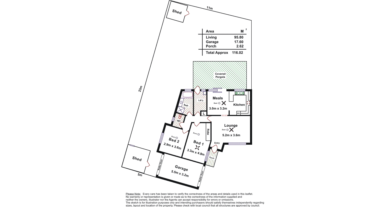 Floorplan of Homely unit listing, 2/82 Rowley Road, Aldinga Beach SA 5173