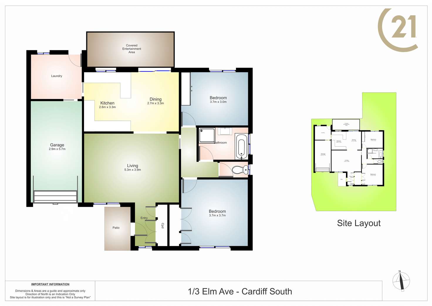 Floorplan of Homely villa listing, 1/3 Elm Avenue, Cardiff South NSW 2285