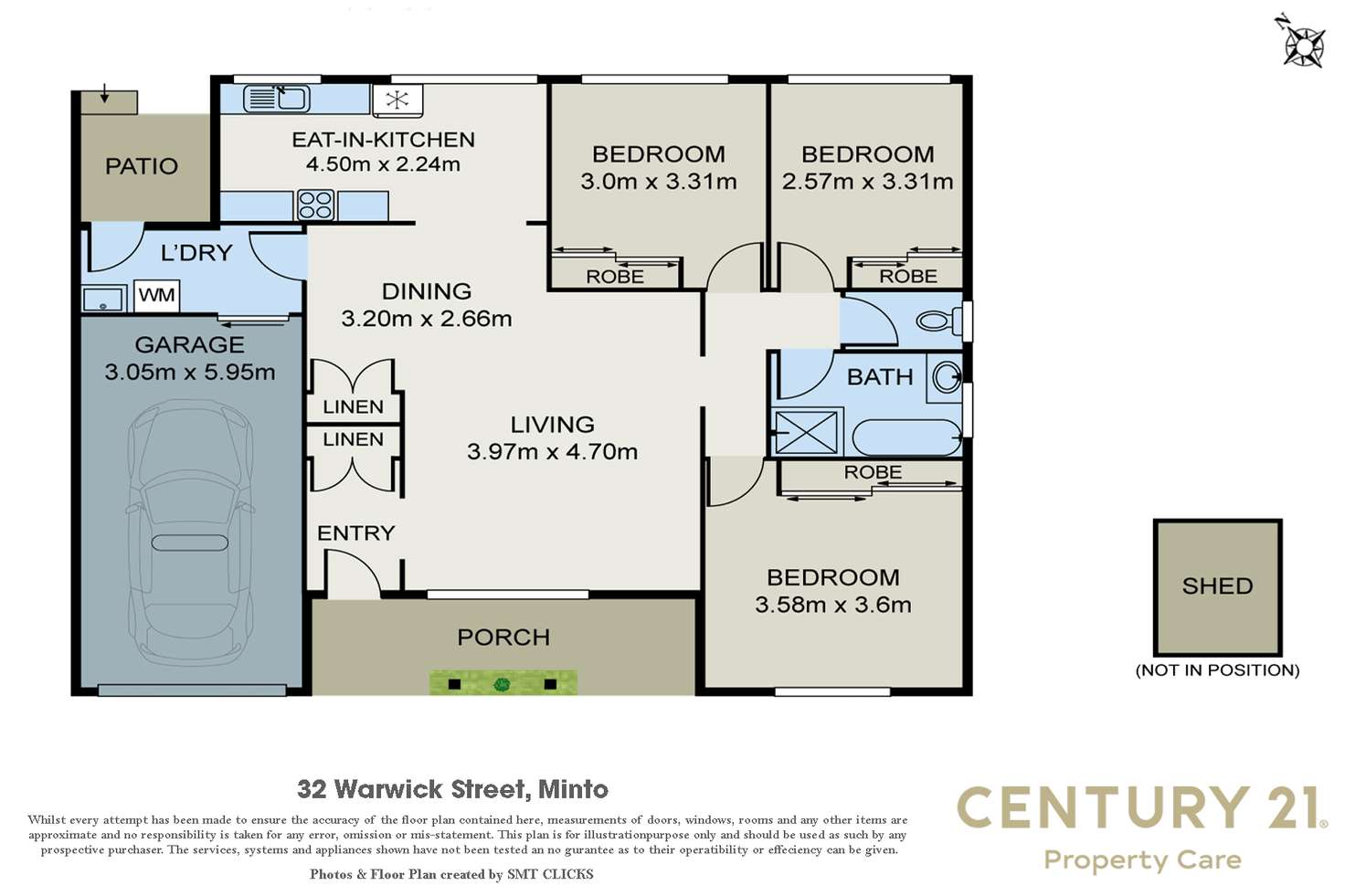 Floorplan of Homely semiDetached listing, 32 Warwick Street, Minto NSW 2566