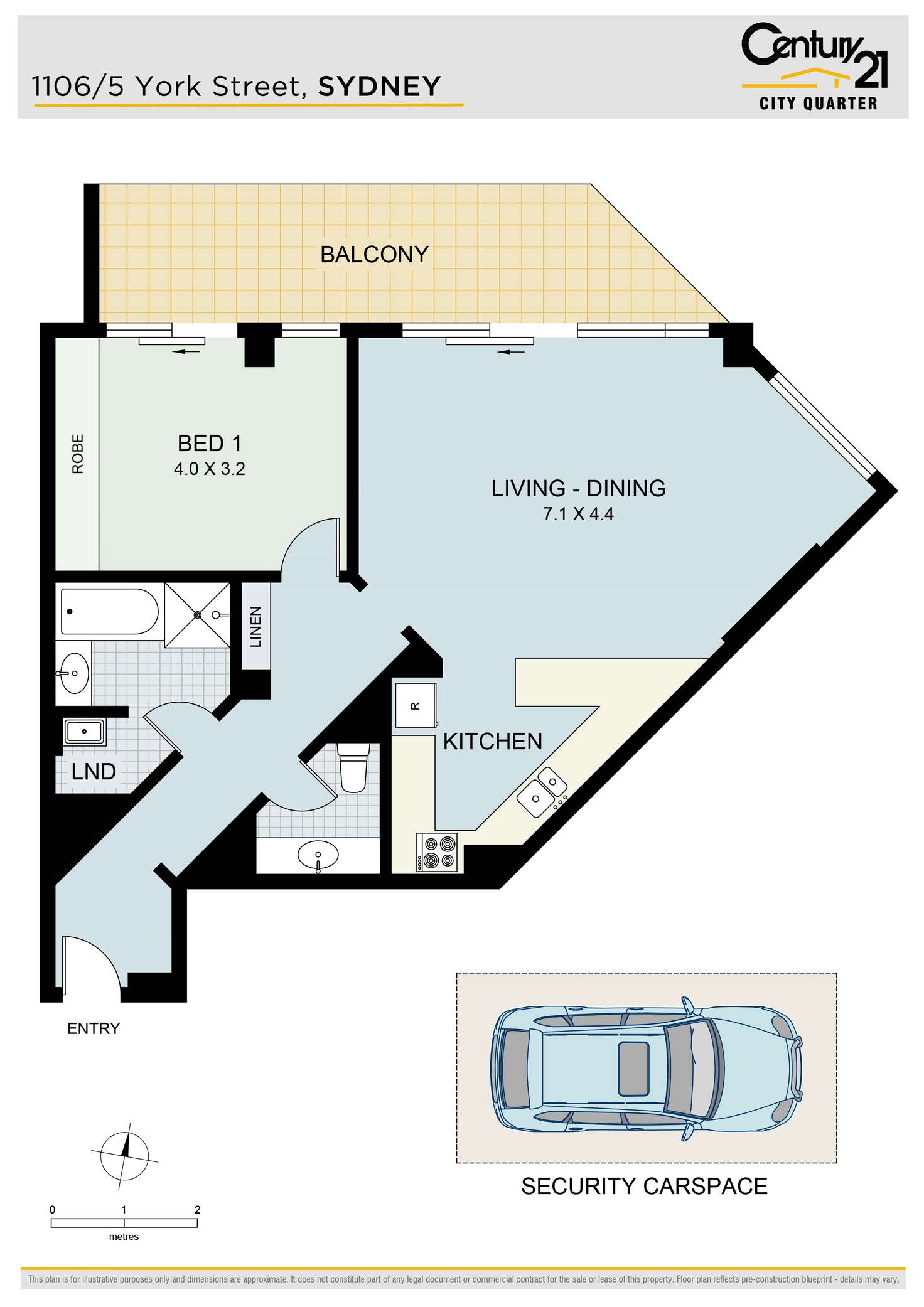 Floorplan of Homely apartment listing, 1106/5 York Street, Sydney NSW 2000