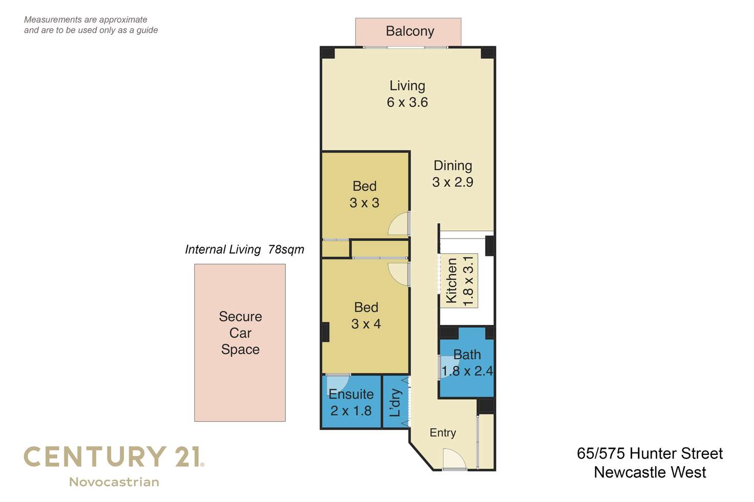 Floorplan of Homely apartment listing, 65/575 Hunter Street, Newcastle West NSW 2302