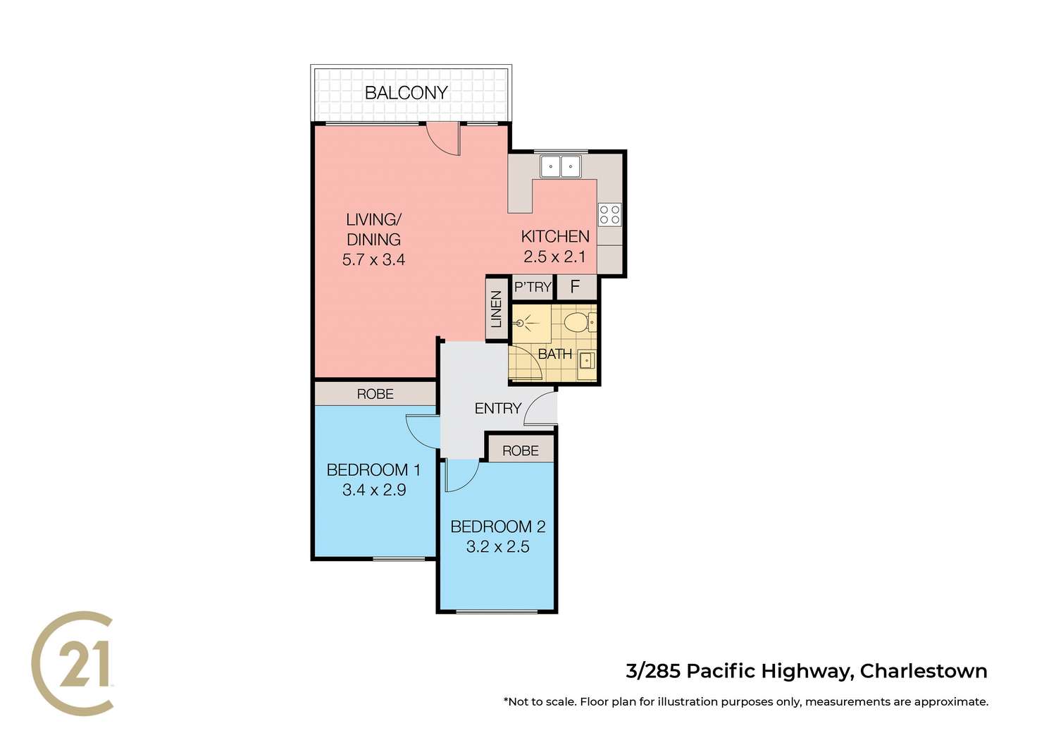 Floorplan of Homely unit listing, 3/285 Pacific Highway, Charlestown NSW 2290