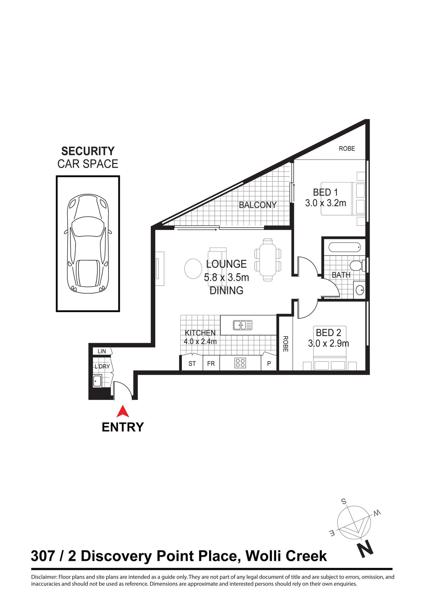 Floorplan of Homely apartment listing, 307/2 Discovery Point Place, Wolli Creek NSW 2205