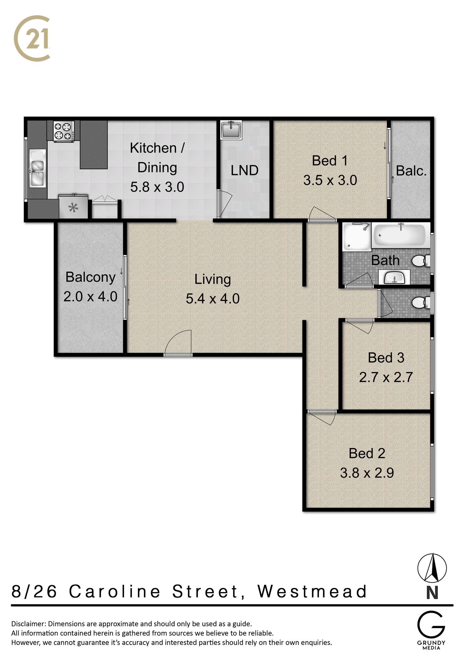 Floorplan of Homely apartment listing, 8/26 Caroline Street, Westmead NSW 2145