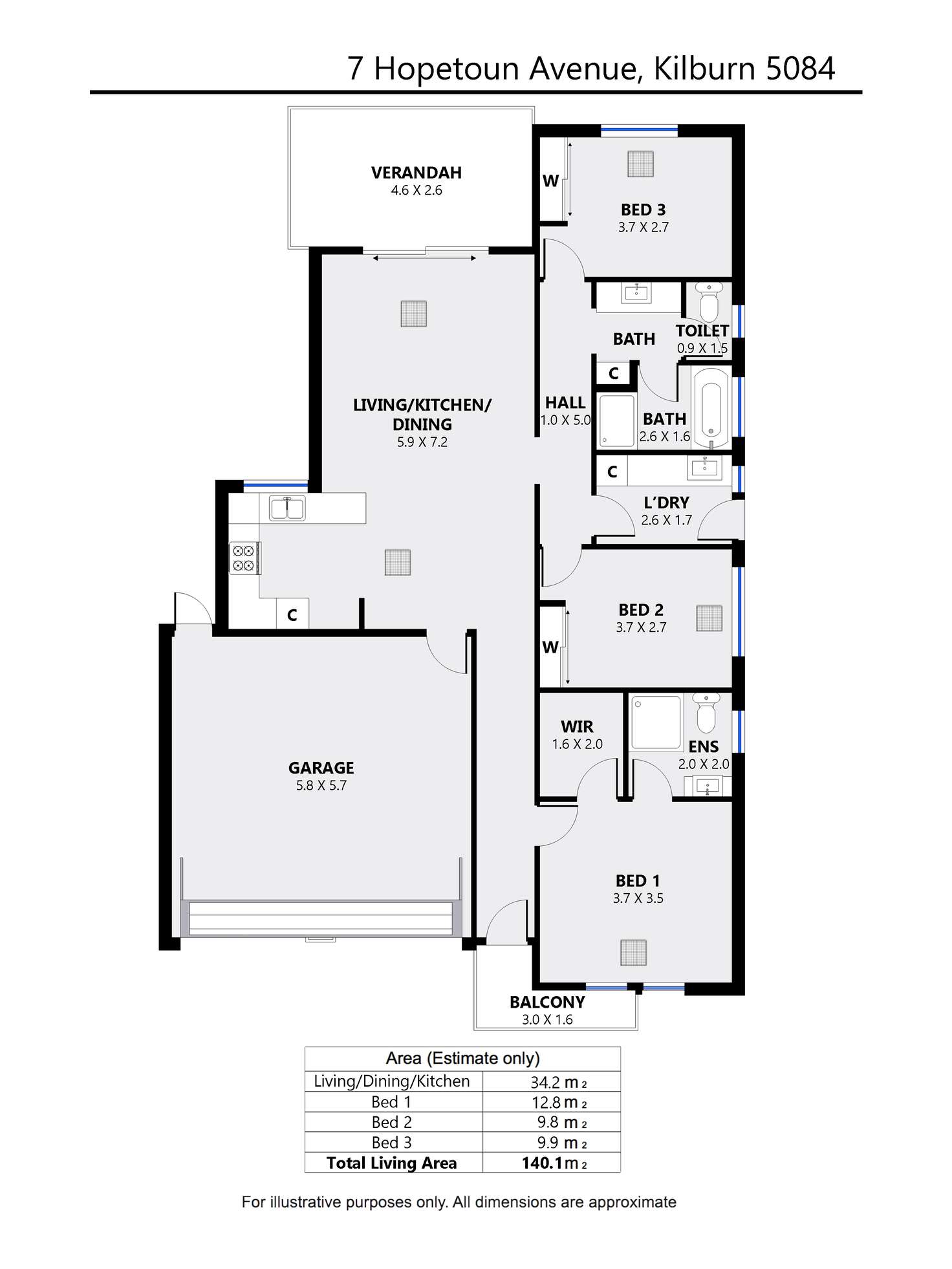 Floorplan of Homely house listing, 7 Hopetoun Ave, Kilburn SA 5084