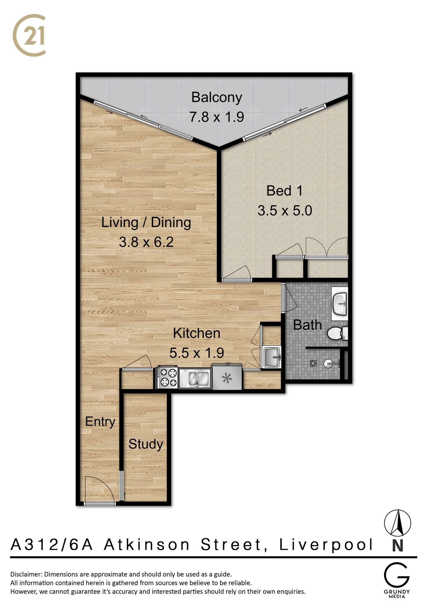 Floorplan of Homely apartment listing, A312/6A Atkinson Street, Liverpool NSW 2170