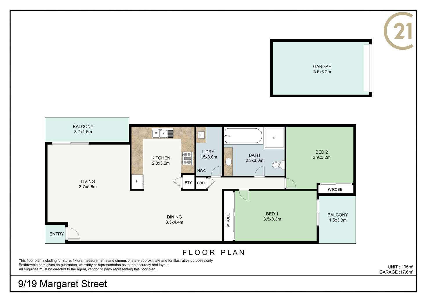 Floorplan of Homely unit listing, 9/19 Margaret Street, Tweed Heads NSW 2485