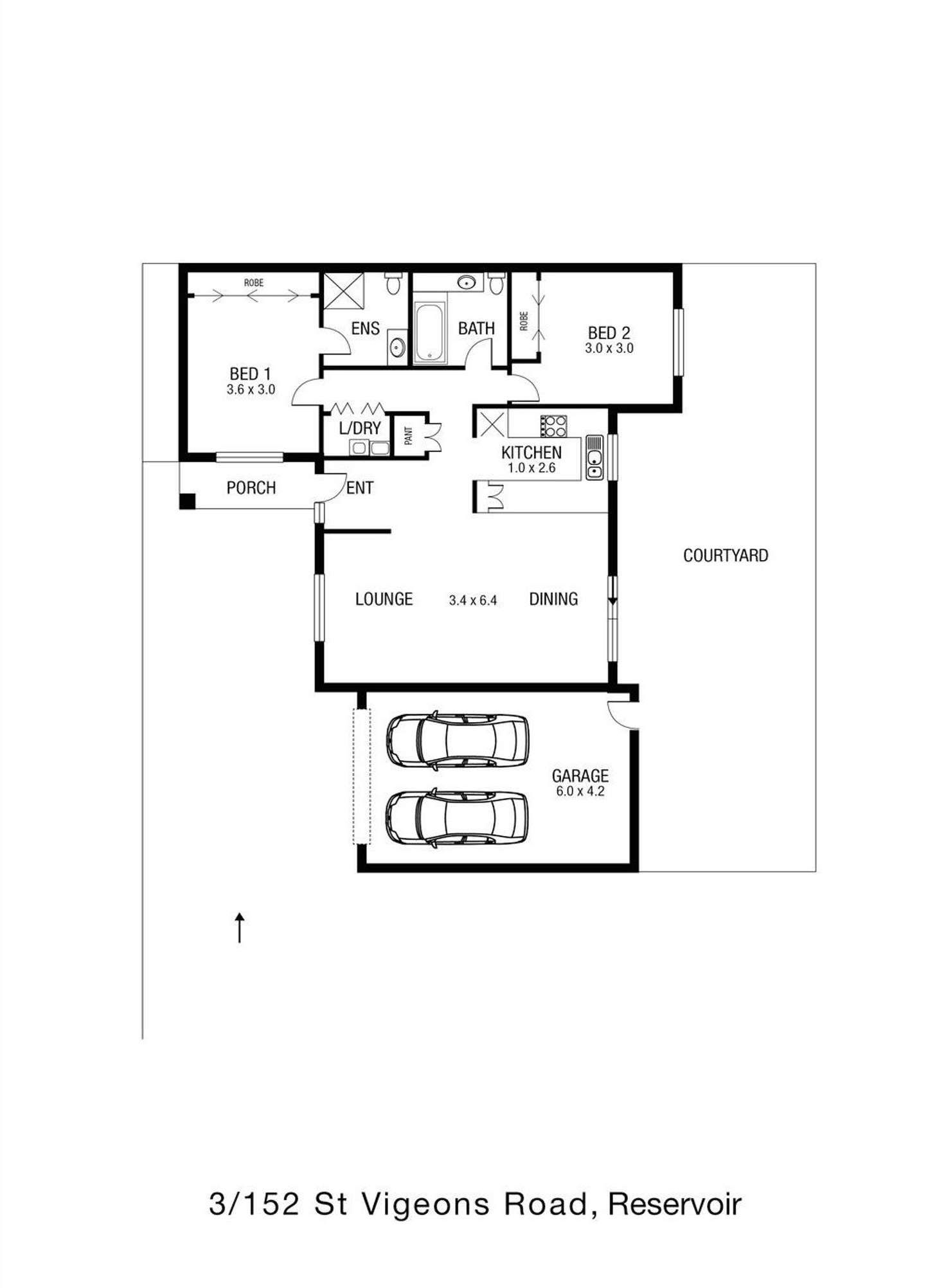 Floorplan of Homely unit listing, 3/152 St Vigeons Road, Reservoir VIC 3073