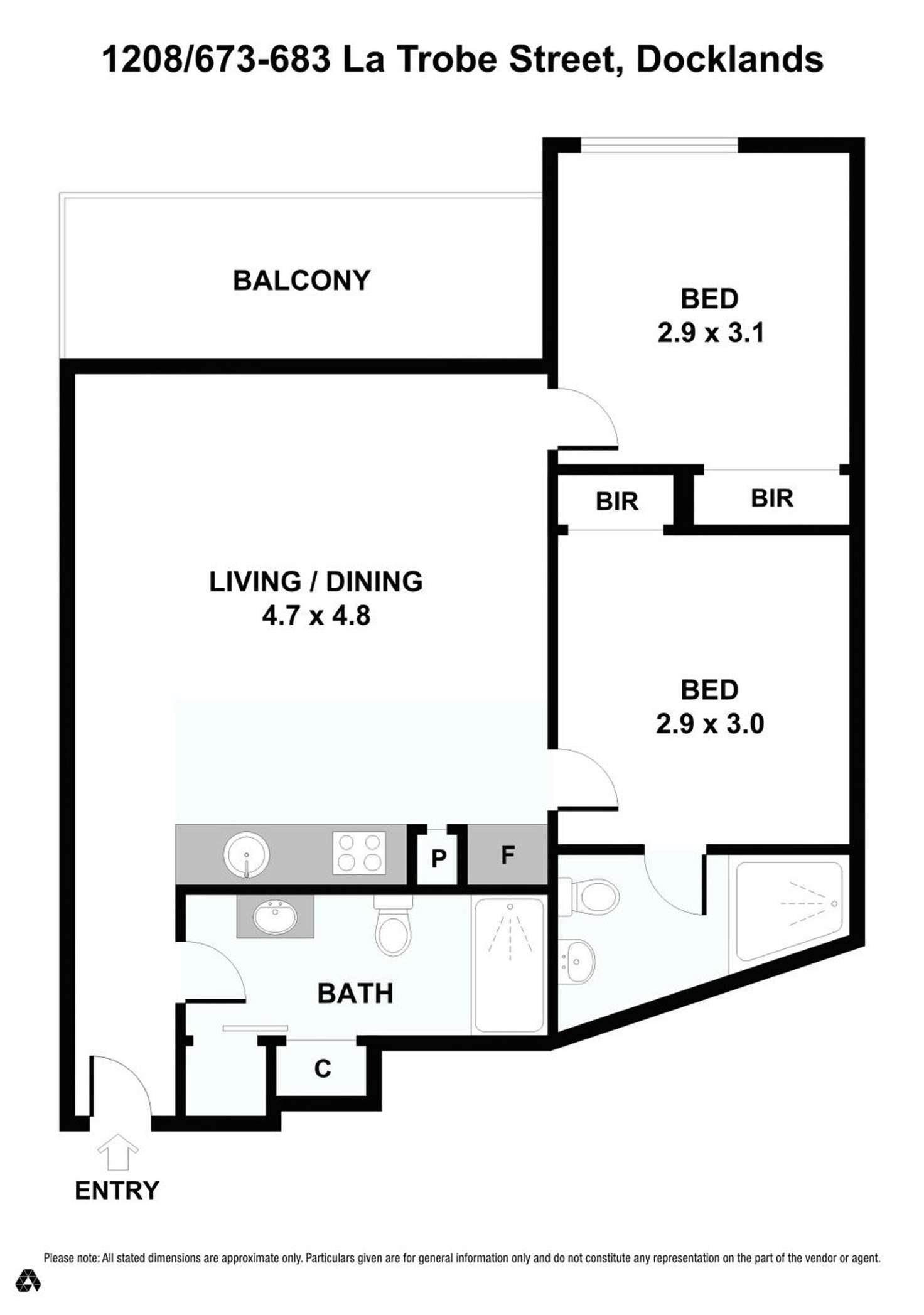 Floorplan of Homely apartment listing, 1208/673-683 La Trobe Street, Docklands VIC 3008