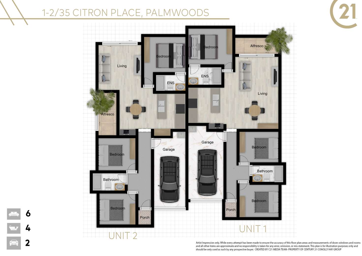 Floorplan of Homely semiDetached listing, 1-2/35 Citron Place, Palmwoods QLD 4555