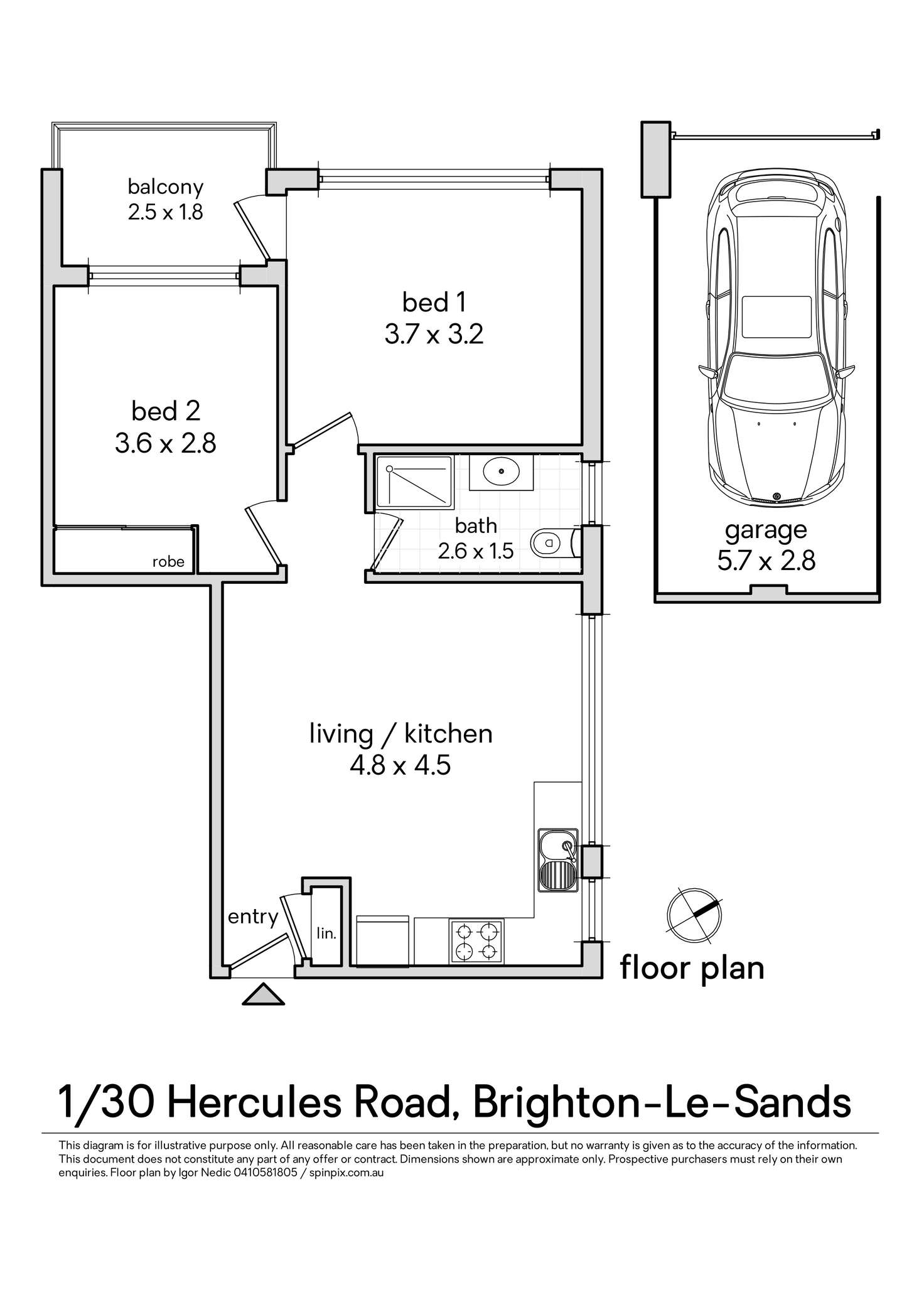 Floorplan of Homely apartment listing, 1/30 Hercules Road, Brighton-le-sands NSW 2216