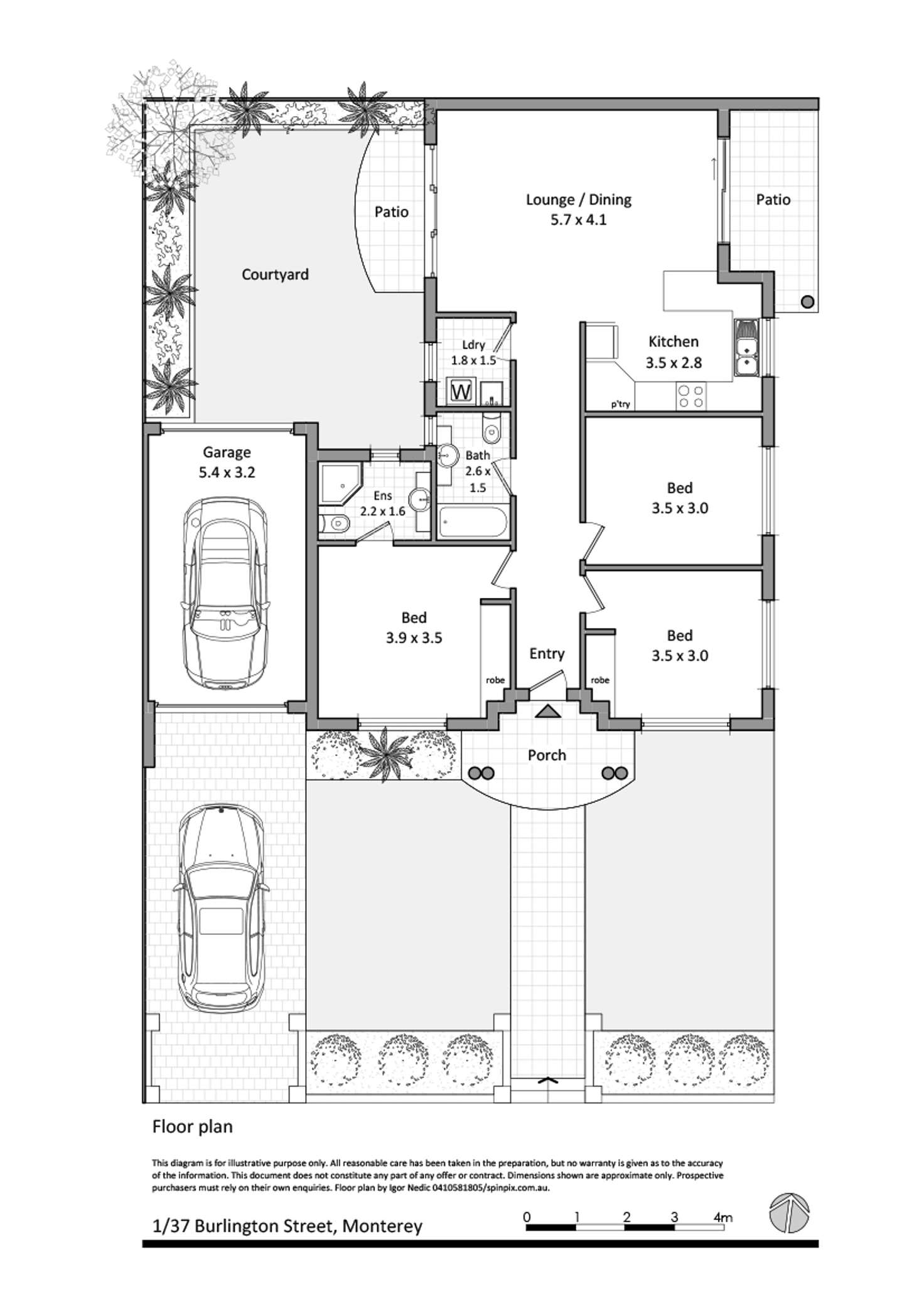 Floorplan of Homely villa listing, 1/37 Burlington Street, Monterey NSW 2217