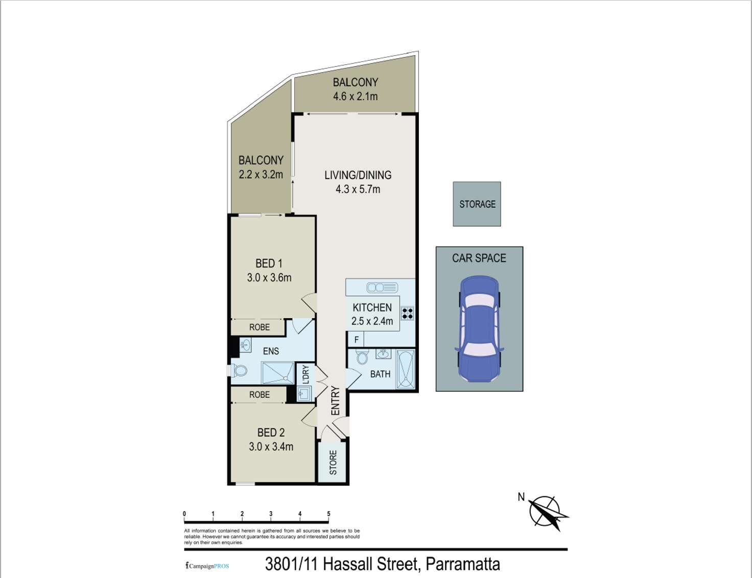 Floorplan of Homely apartment listing, 3801/11 Hassall Street, Parramatta NSW 2150
