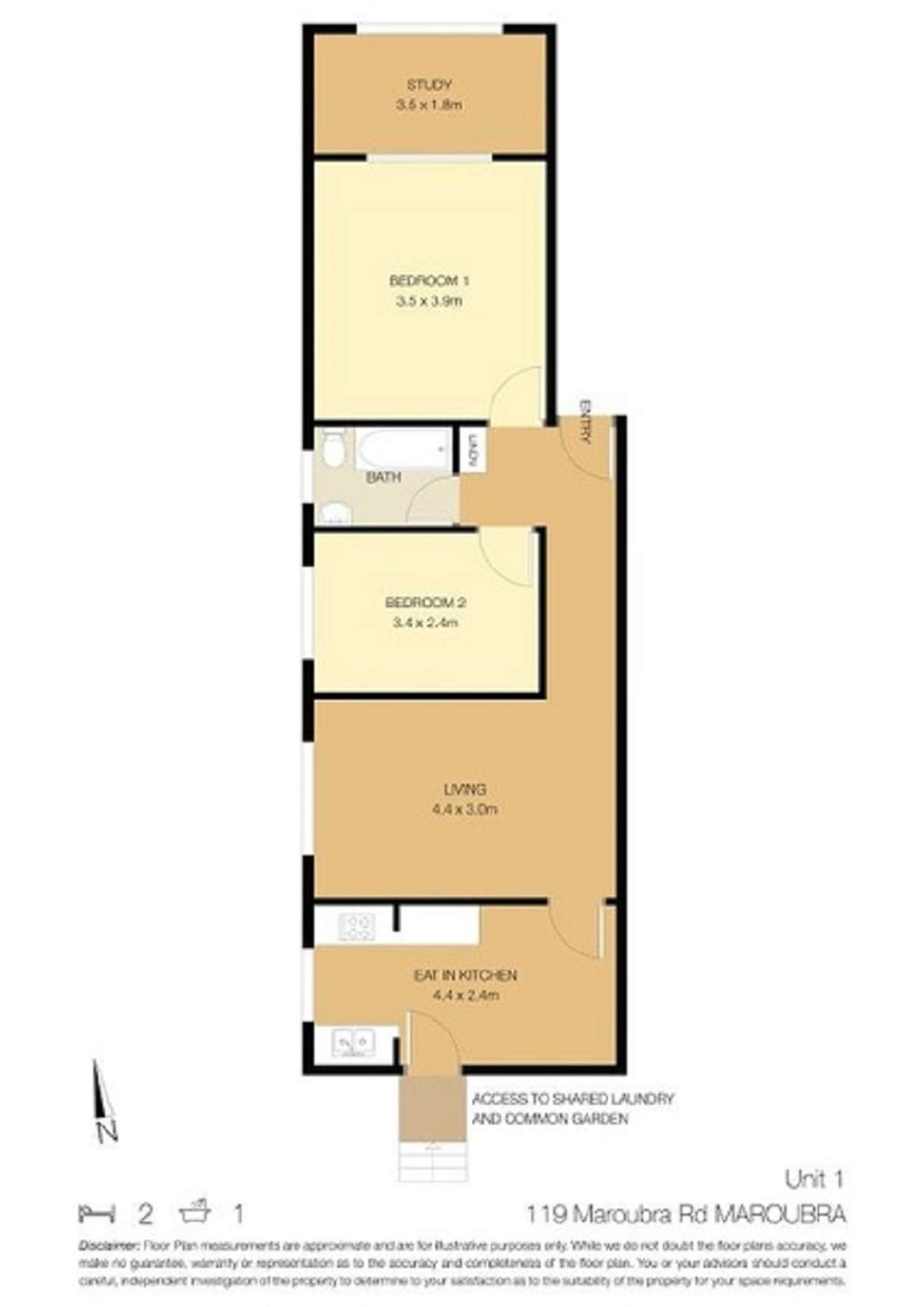 Floorplan of Homely apartment listing, 1/119 Maroubra Road, Maroubra NSW 2035